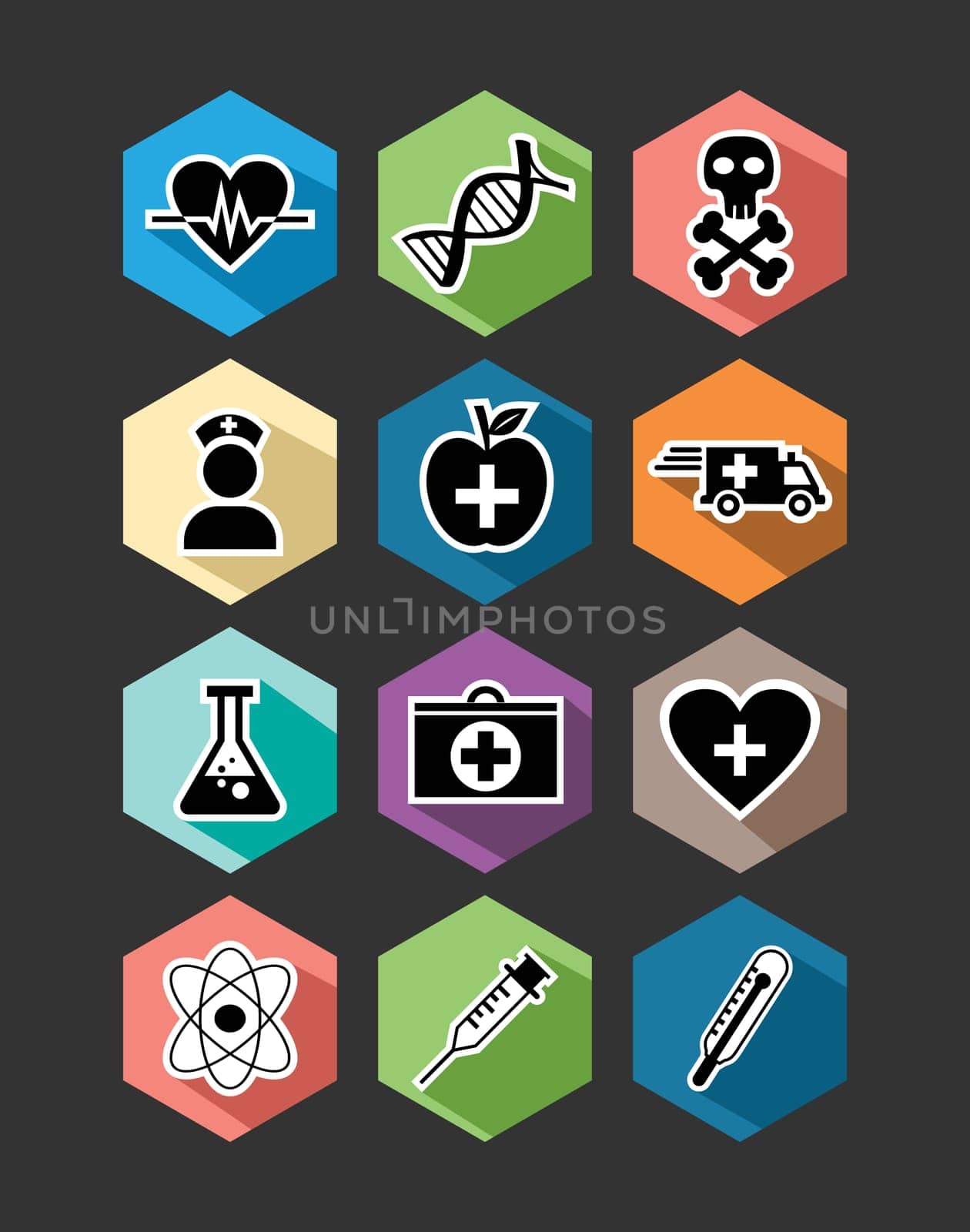Medical healthcare set of flat icons design illustration. Can be used for website and mobile app. EPS10 vector file organized in layers for easy editing.