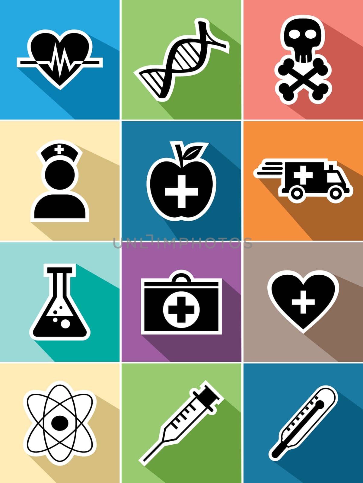 Medical healthcare set of flat icons design illustration. Can be used for website and mobile app. EPS10 vector file organized in layers for easy editing.