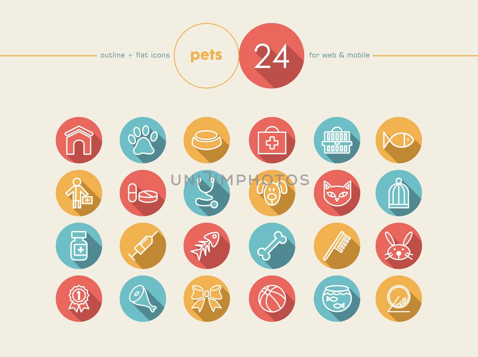 Pets flat icons set by cienpies