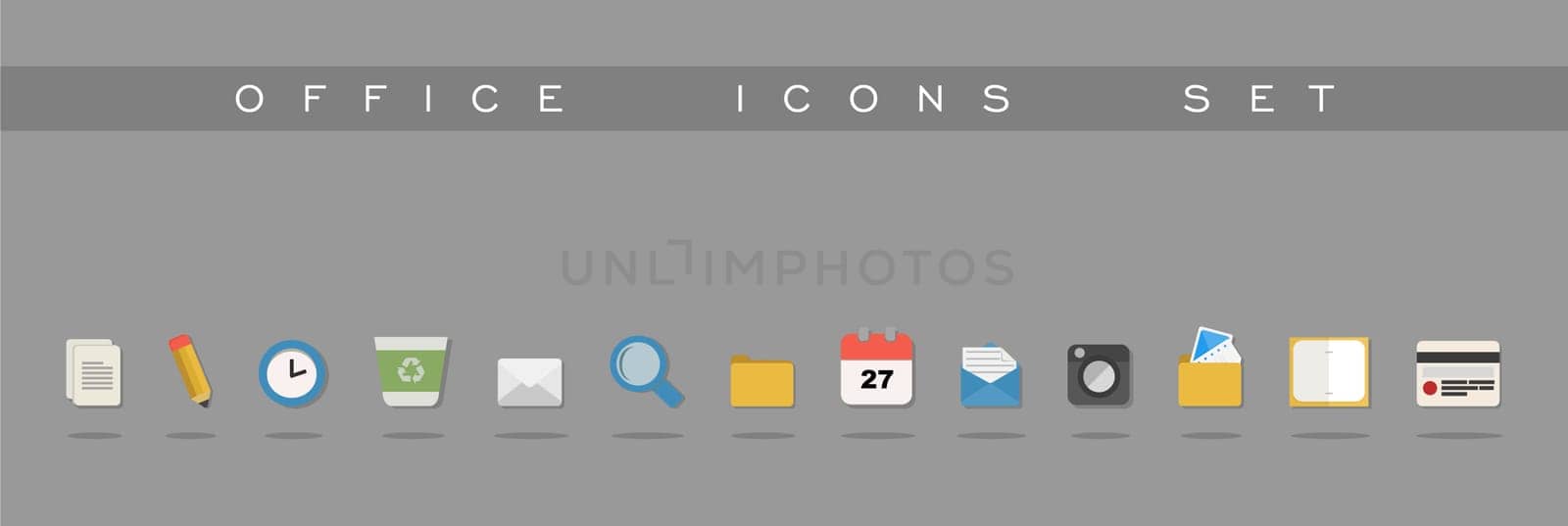 Office supplies icons set design illustration. Can be used for website and mobile app. EPS10 vector file organized in layers for easy editing.