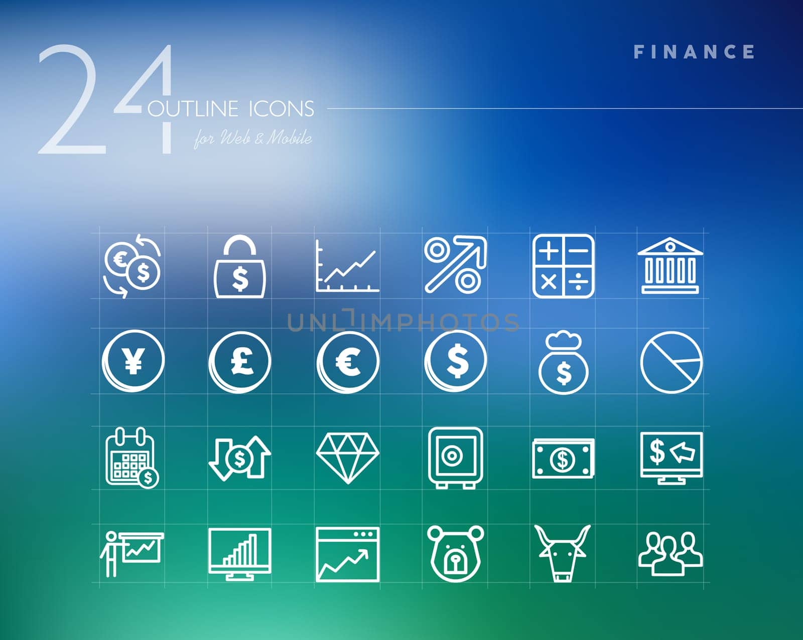 Finance outline icons set for web and mobile app. Financial business items. EPS10 vector file organized in layers for easy editing.