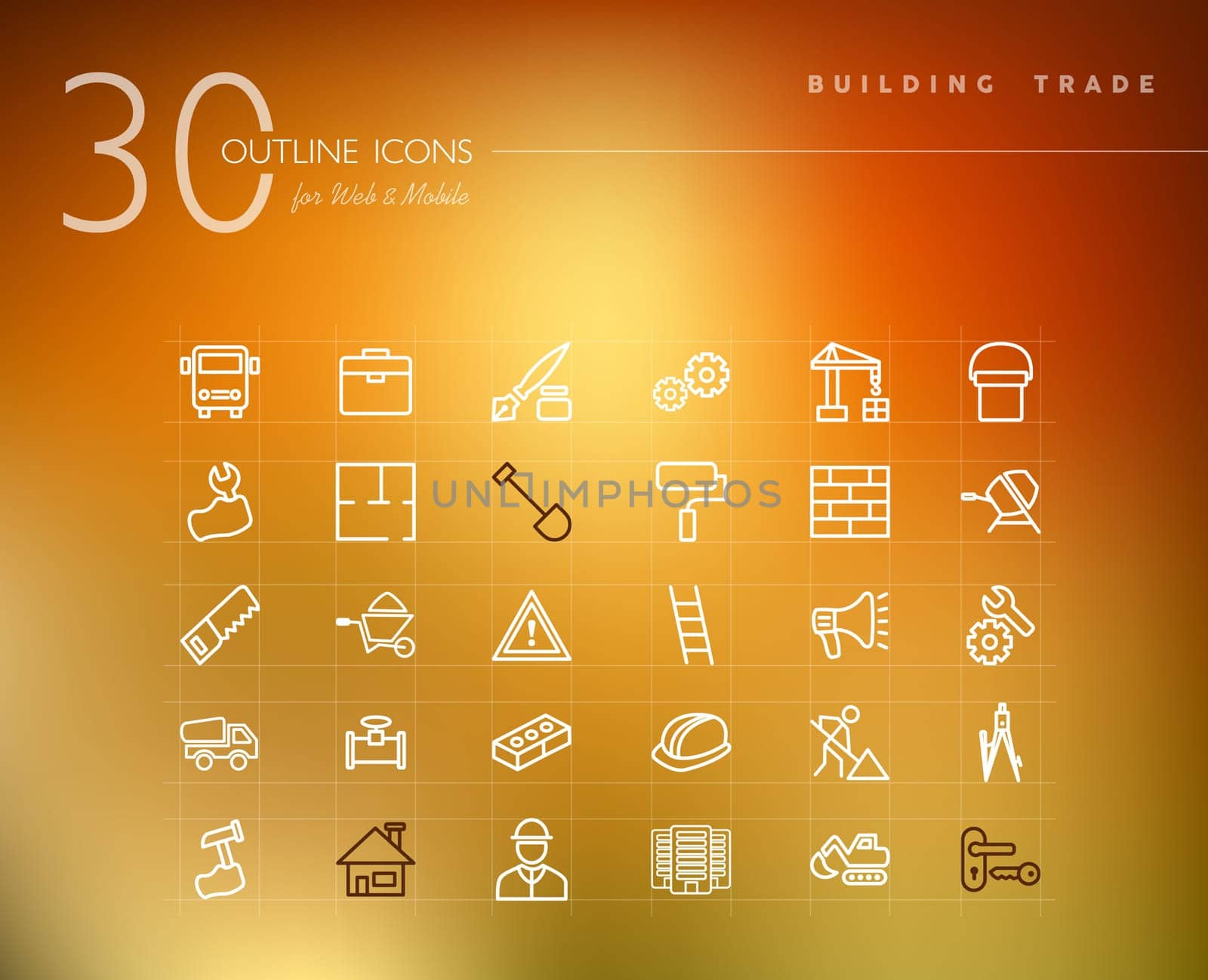 Building trade and construction outline icons set for web and mobile app. EPS10 vector file organized in layers for easy editing.