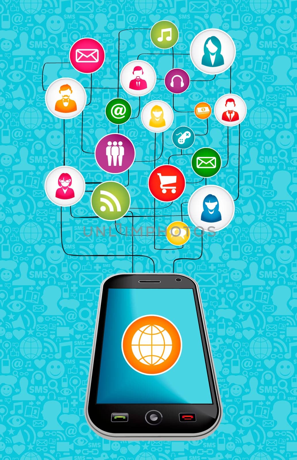 Mobile phone network communication concept. EPS10 vector file with transparency layers..