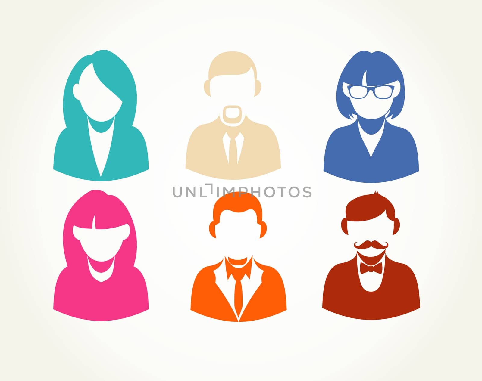 Social network business people users icons set illustration. EPS10 vector file with transparency layers.