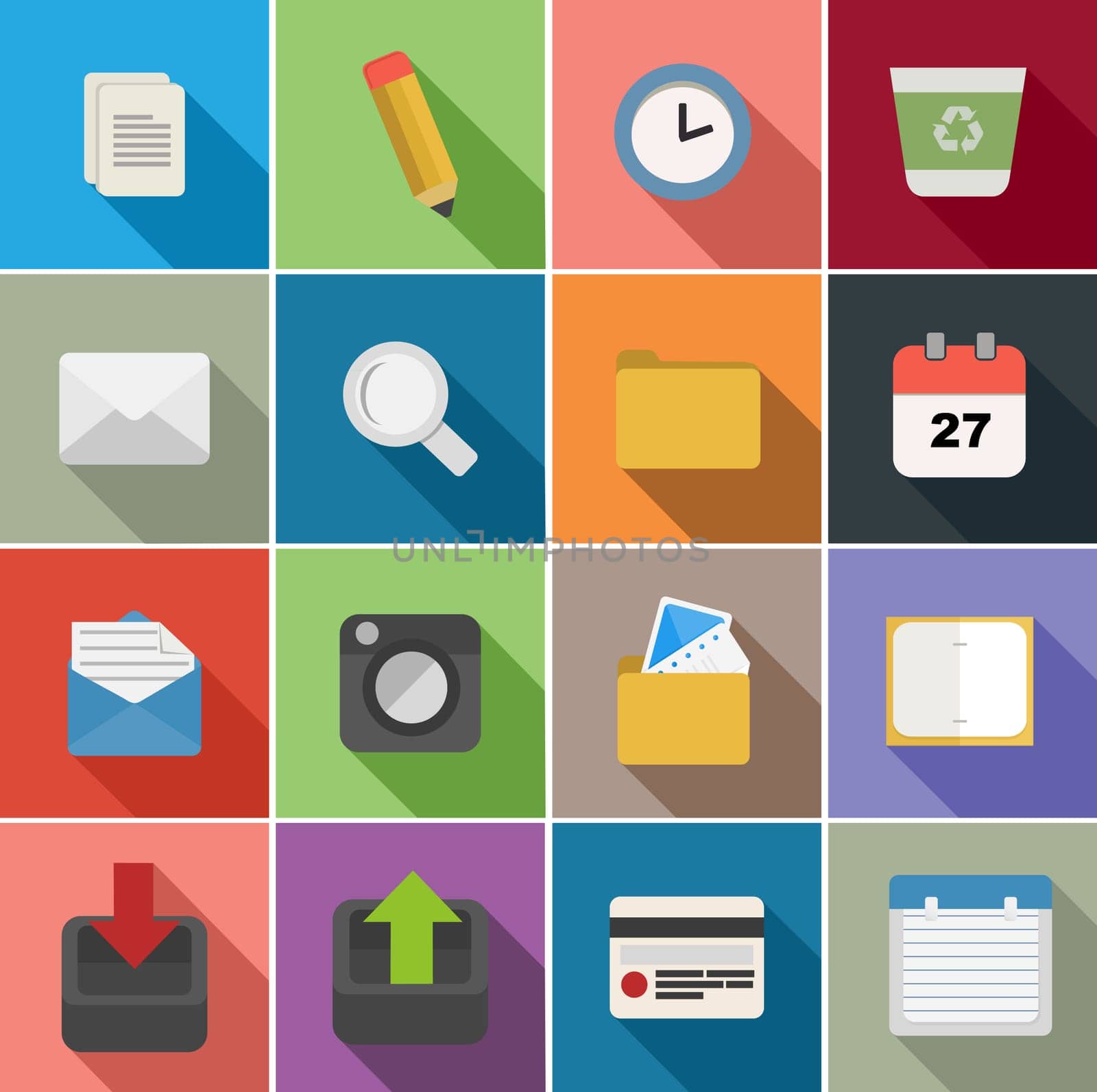 Office set of flat icons design illustration. Can be used for website and mobile app. EPS10 vector file organized in layers for easy editing.