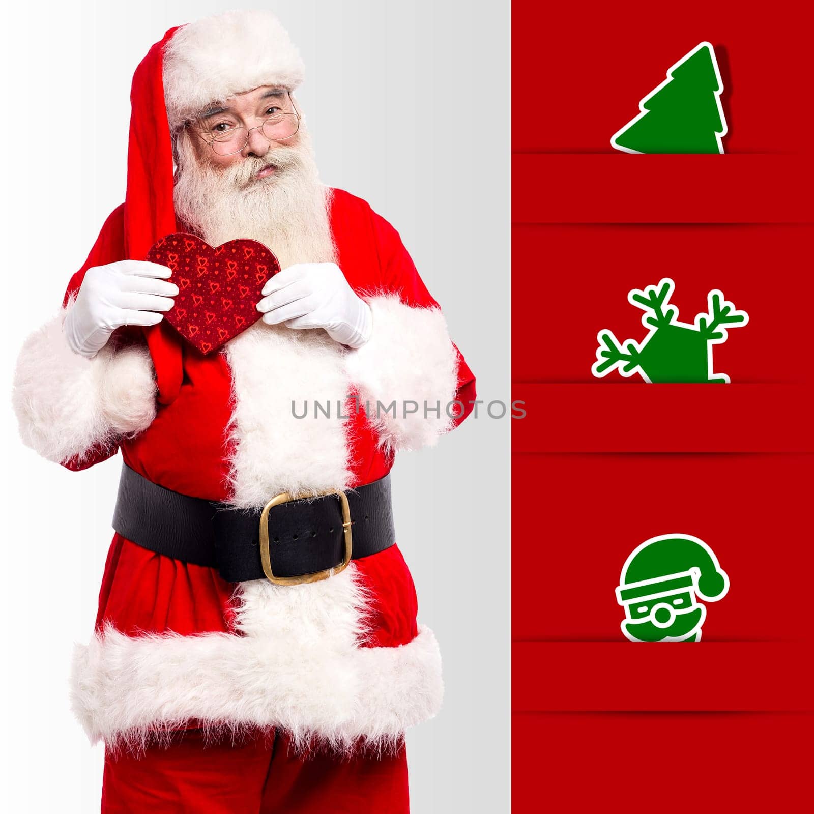 Santa-claus with xmas vectors besides him