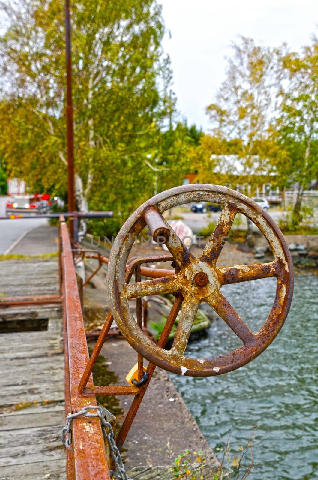 old and rusty steering wheel of metall