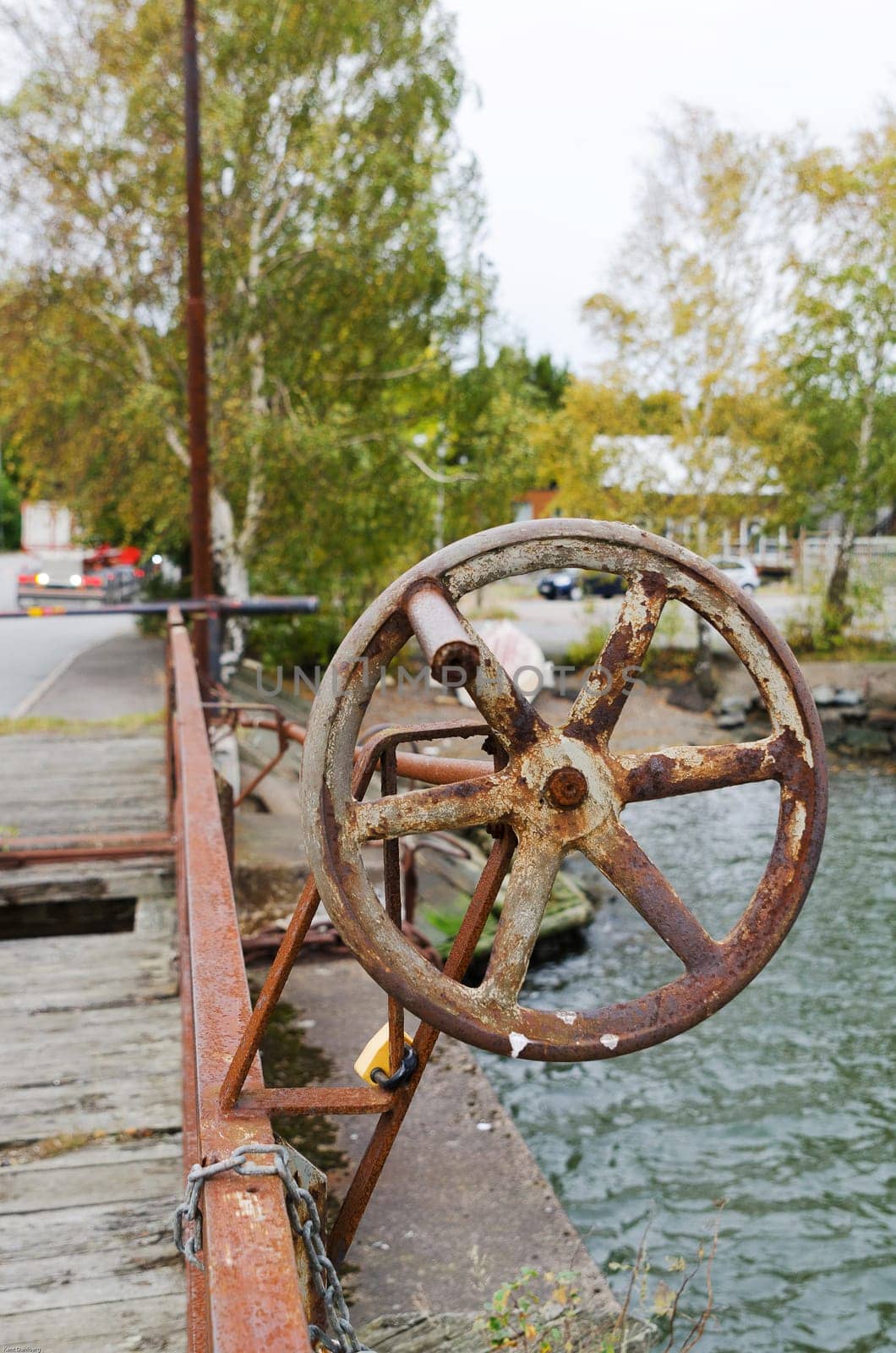 old and rusty steering wheel of metall