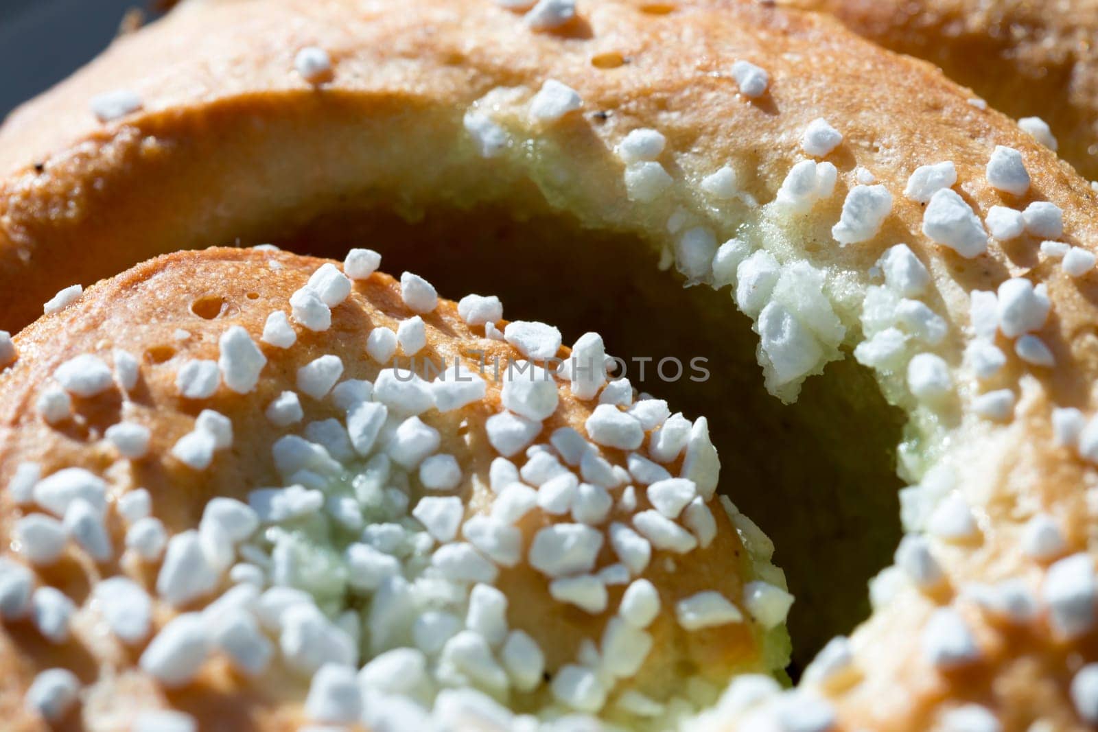 Swedish Pistachio Bun very close up.