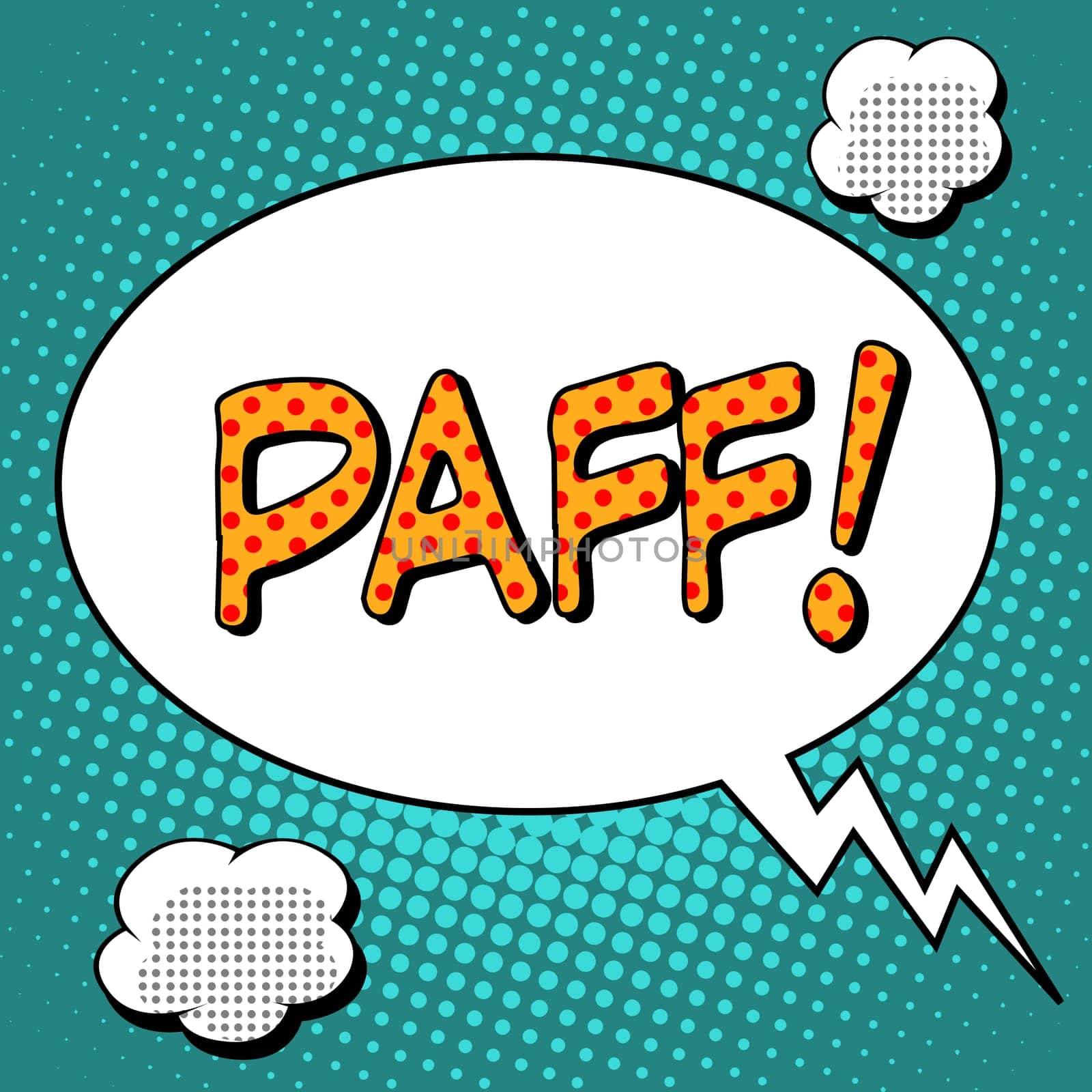Paff the word comic style pop art retro style. The sound of a gunshot
