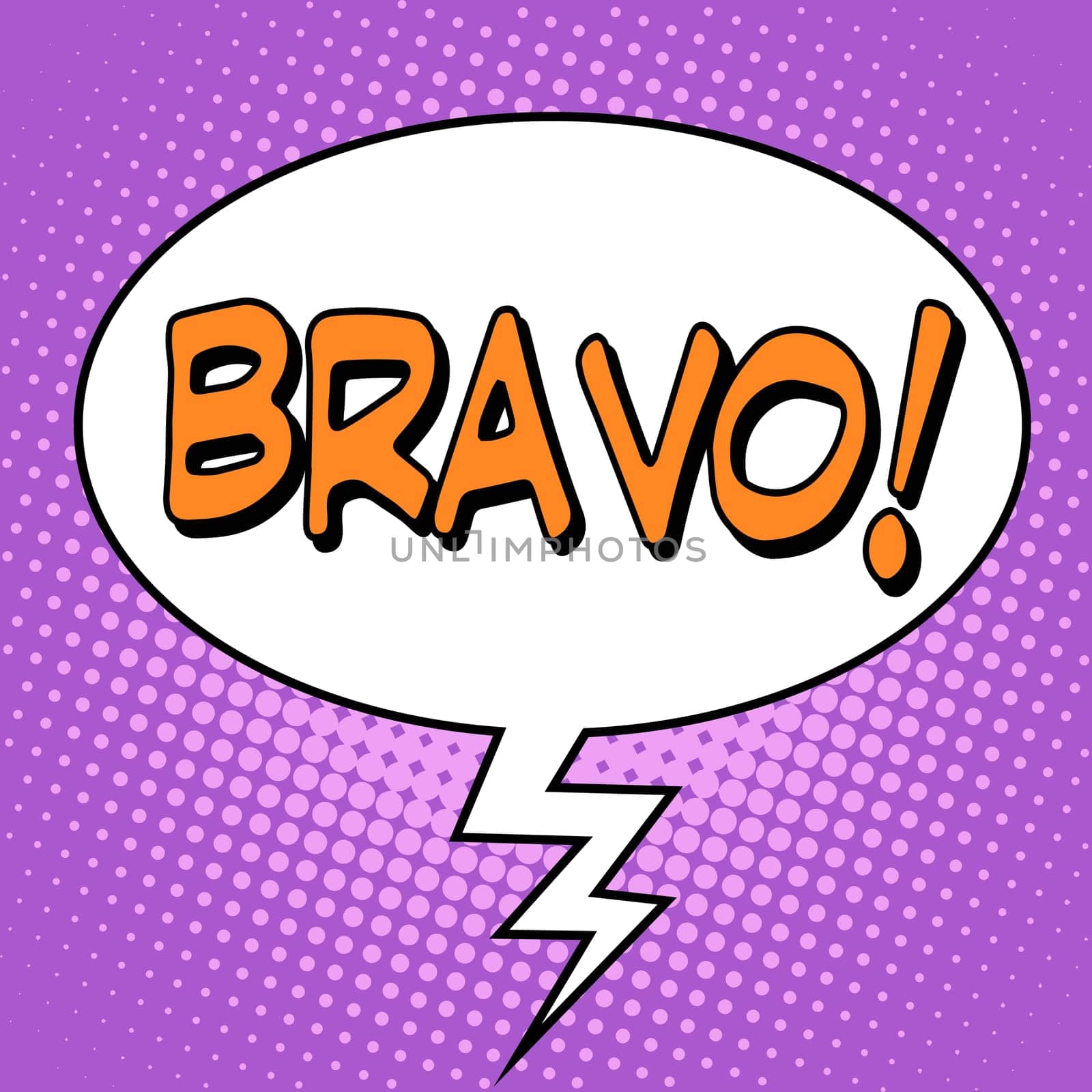 The word Bravo in a comic bubble pop art retro style