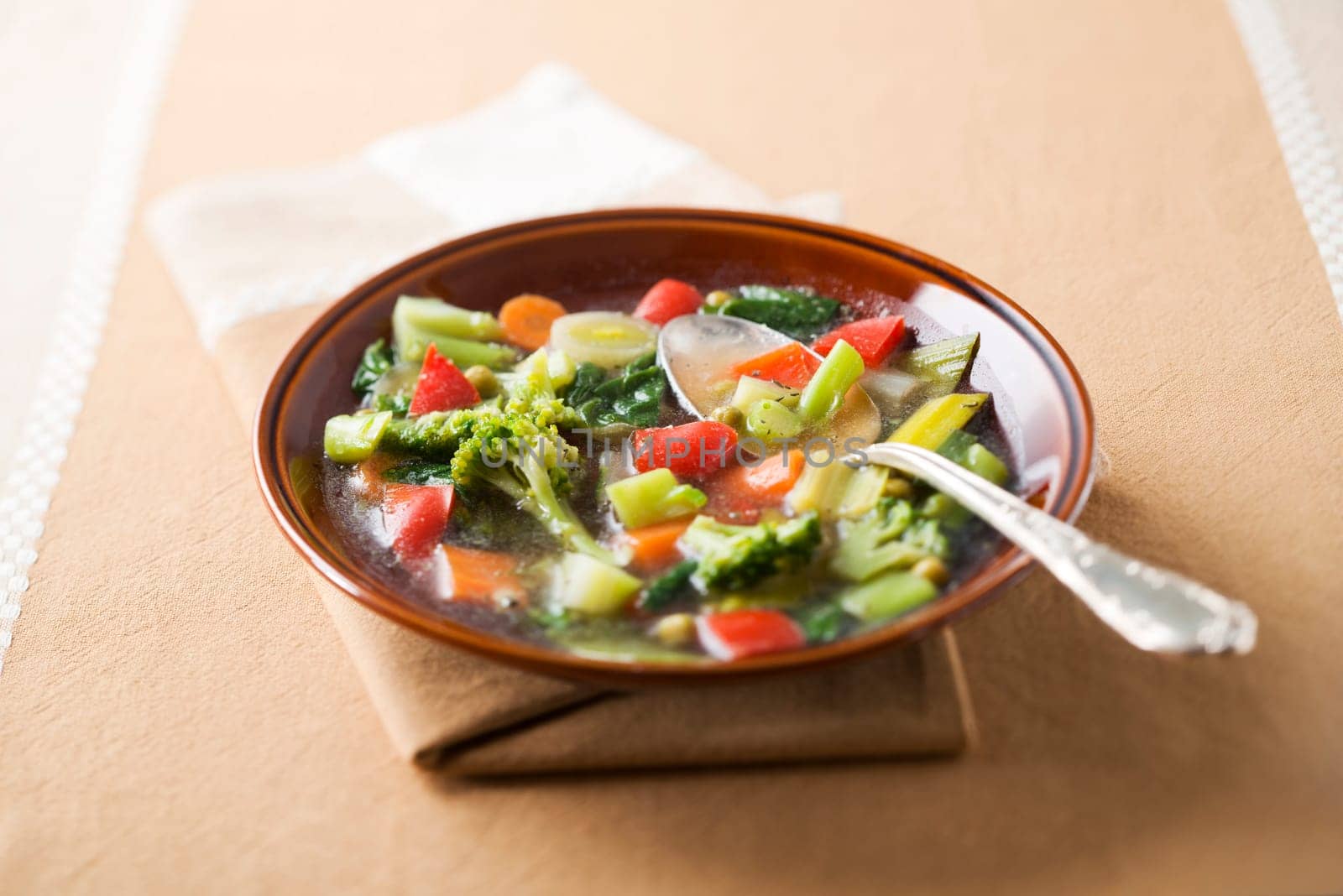 Fresh hot vegetable stew served on a plate.
