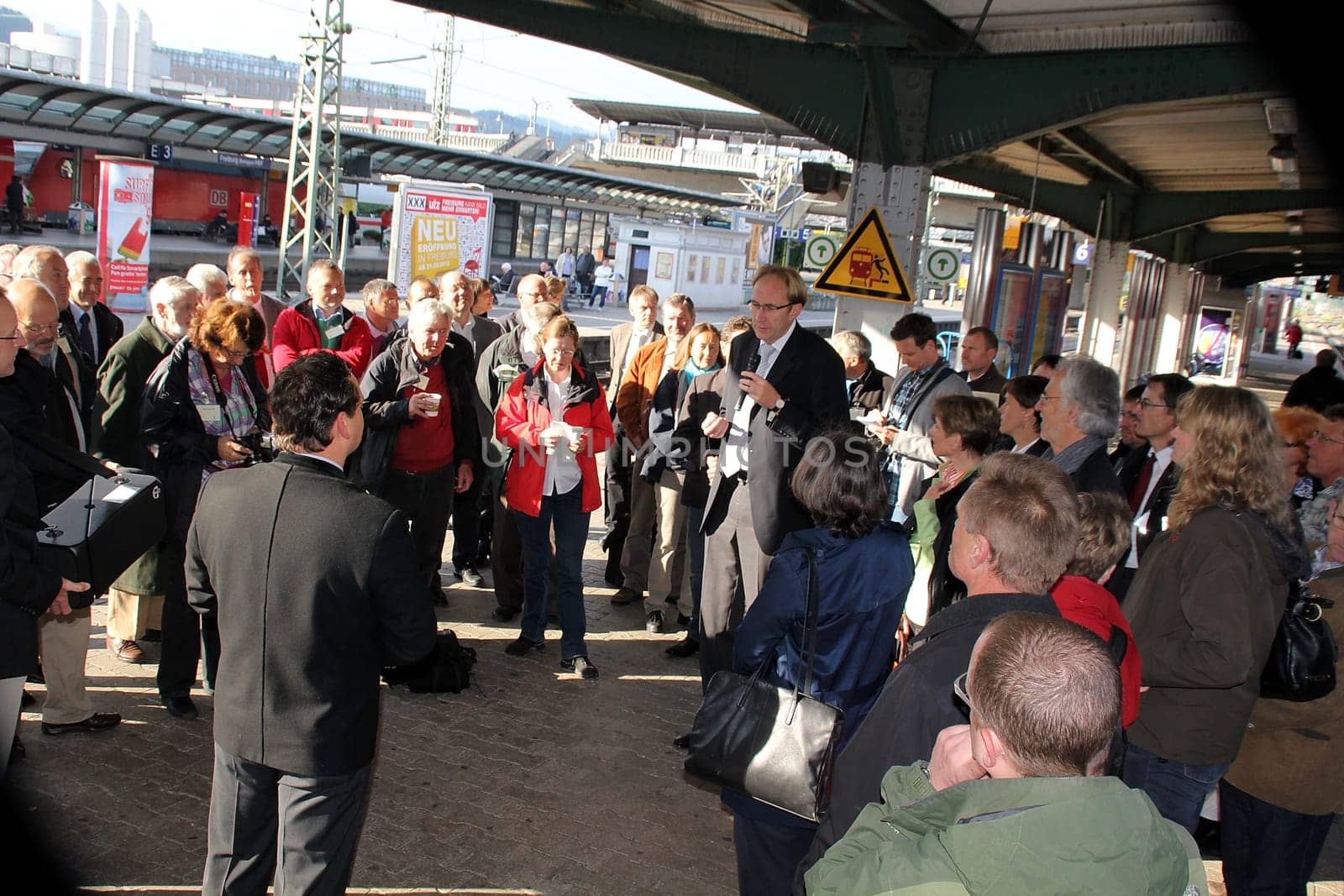 Alexander Bonde,Minister for Rural Affairs and Consumer Protection of the State of Baden-Württemberg,at Freiburg Central Station on 5 June 2012. The Höllentalbahn is celebrating its 125th anniversary these days.