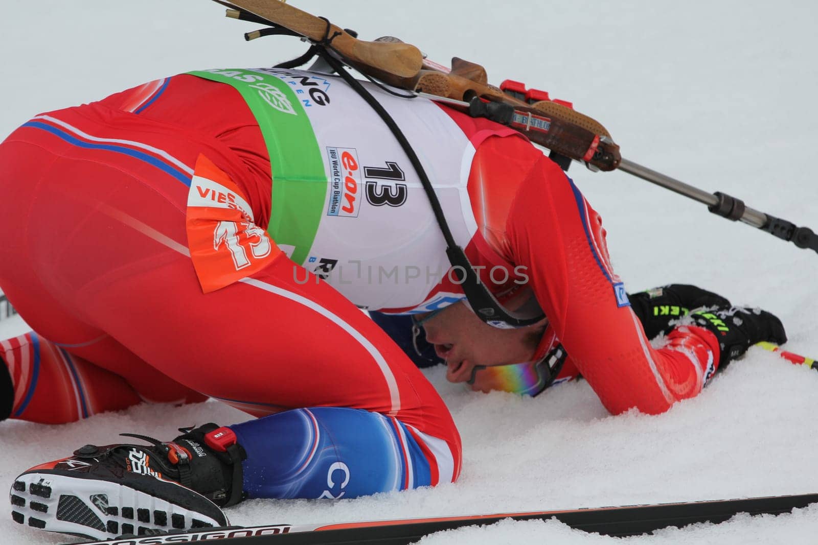 Fighting to the end - a biathlete in the finish