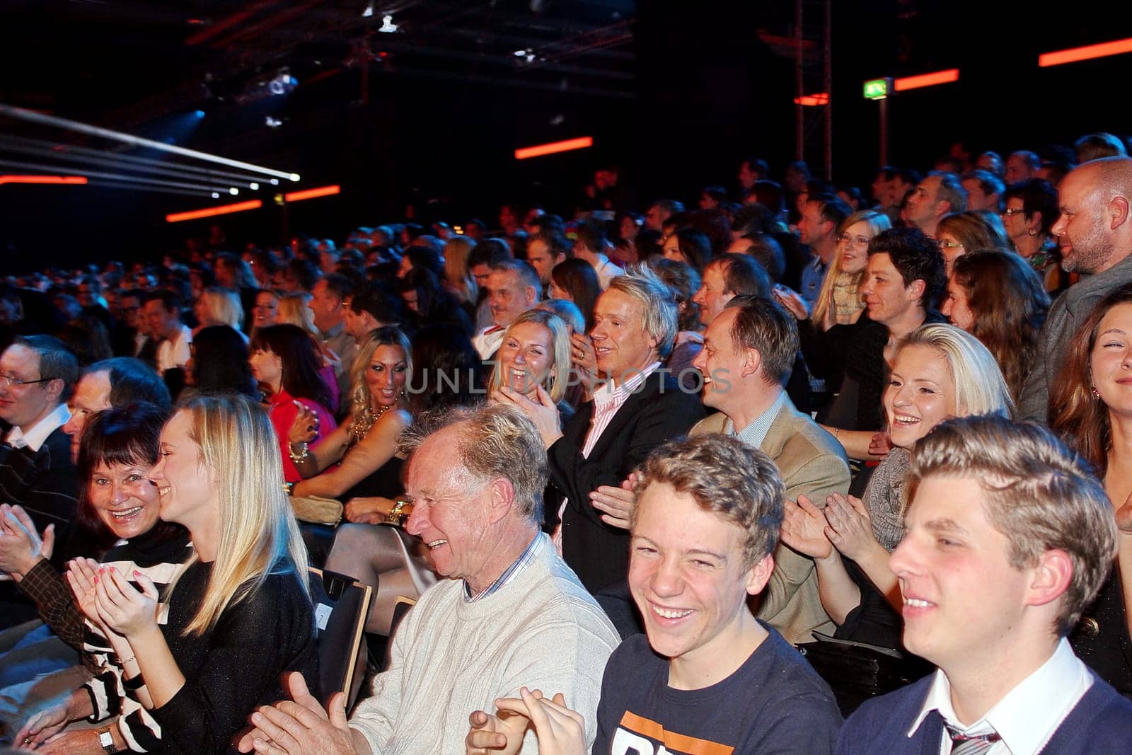 The spectators in the 'Rothaus-Arena' of Freiburg have their fun at 'bet that...'