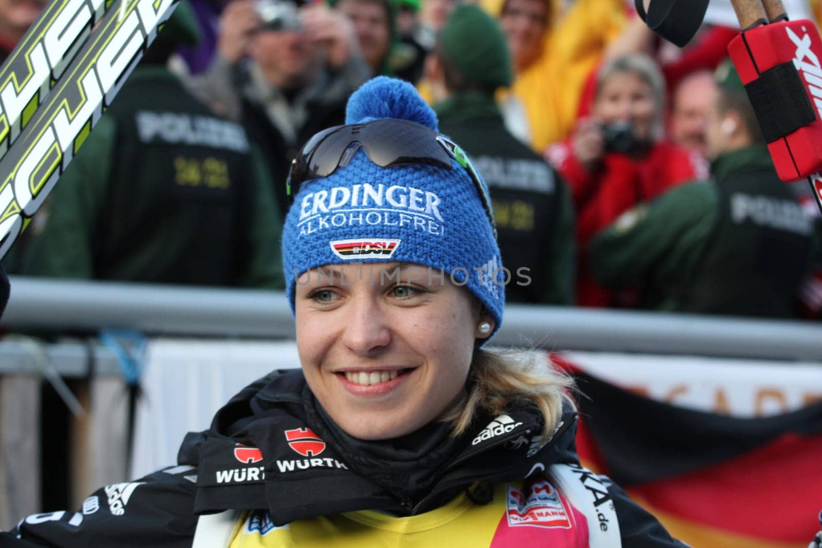 Unforgotten the jubilation of Magdalena Neuner after the World Championship title of Ruhpolding