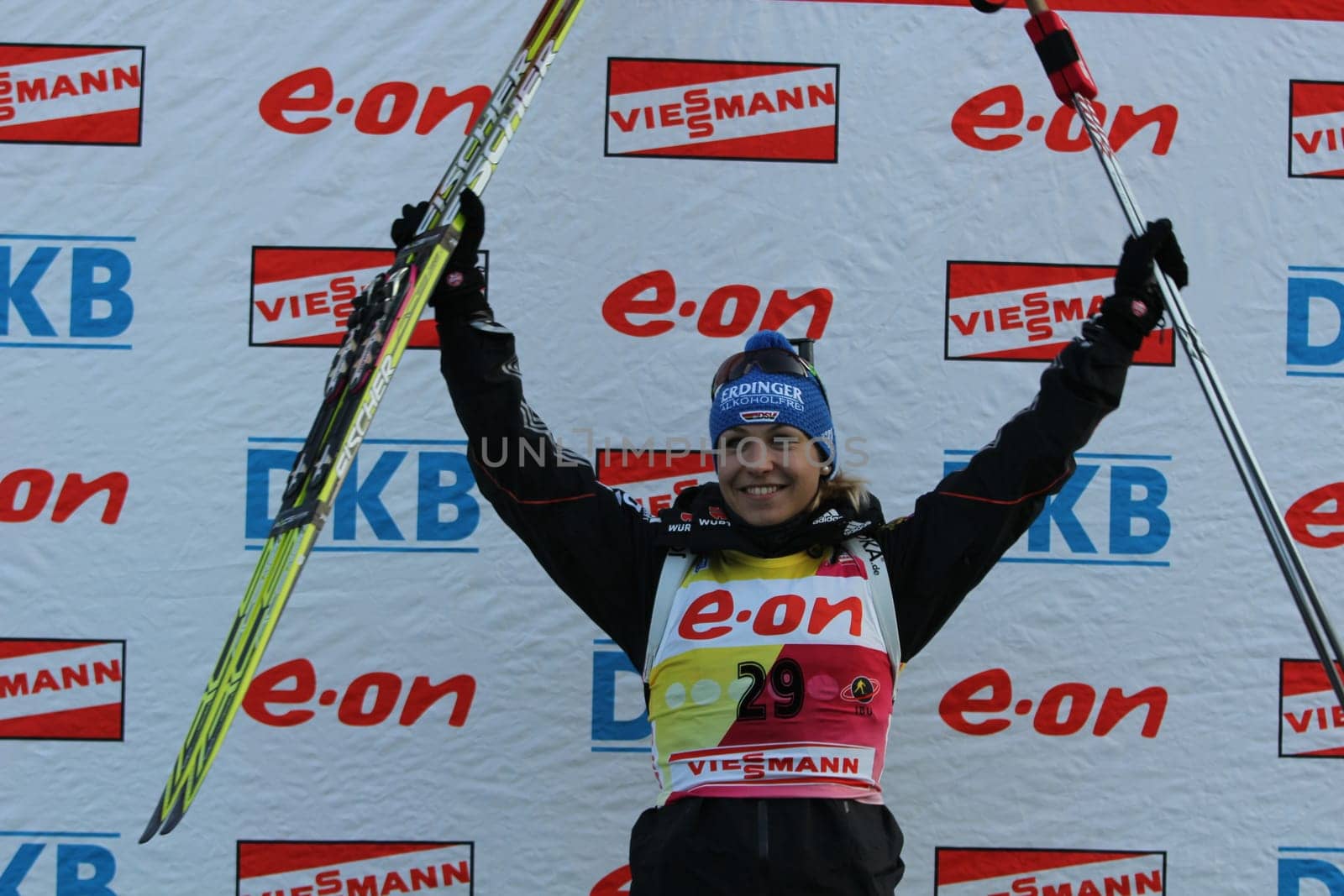 Unforgotten the jubilation of Magdalena Neuner after the World Championship title of Ruhpolding