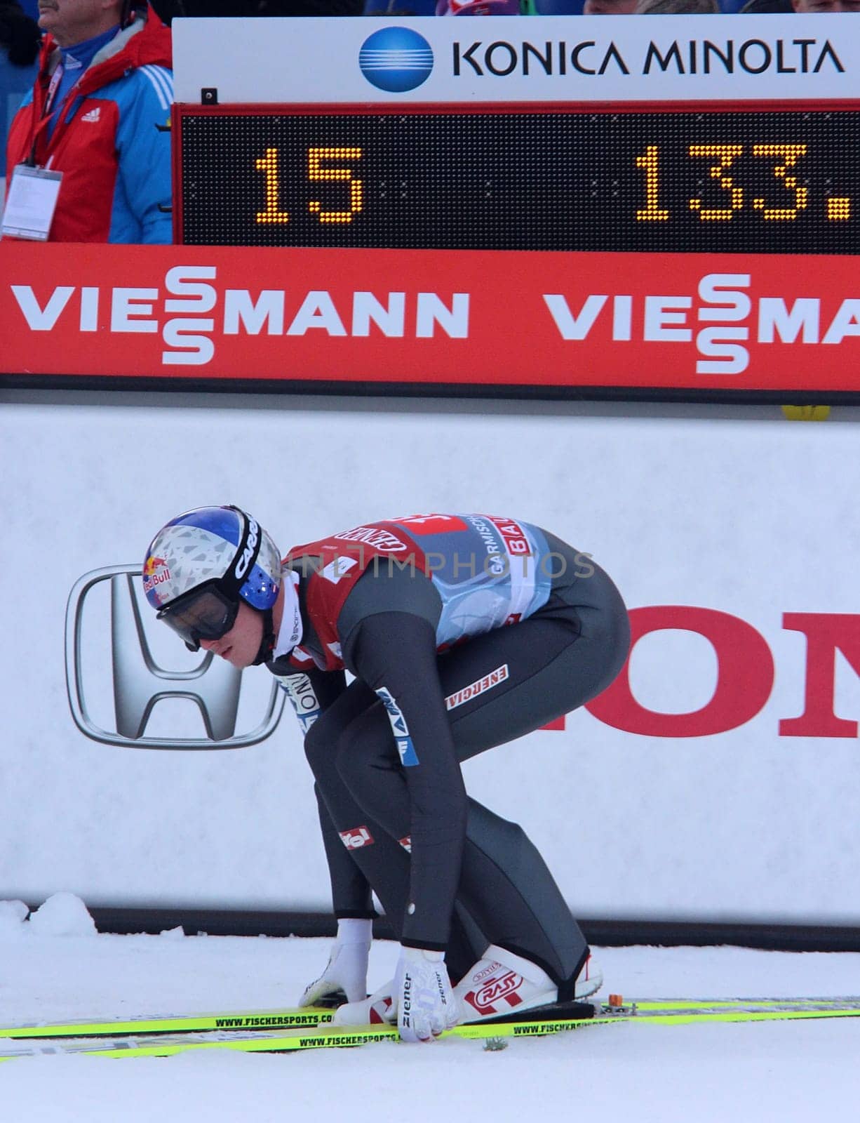 Ski jumper Thomas Morgenstern packs his skis