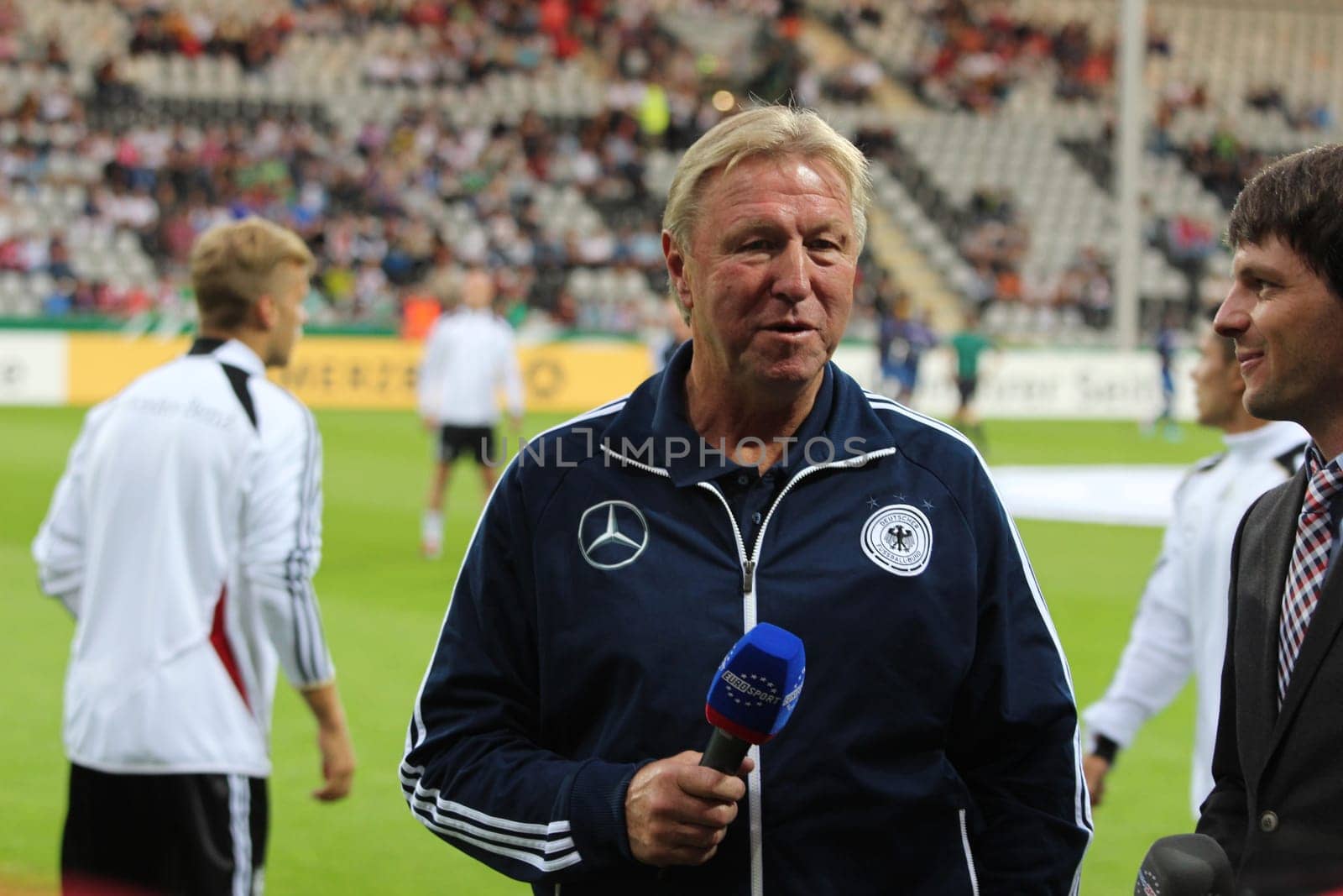 Interview with U21 Coach Horst Hrubesch - Football match in Freiburg: Germany vs France (U 21)
