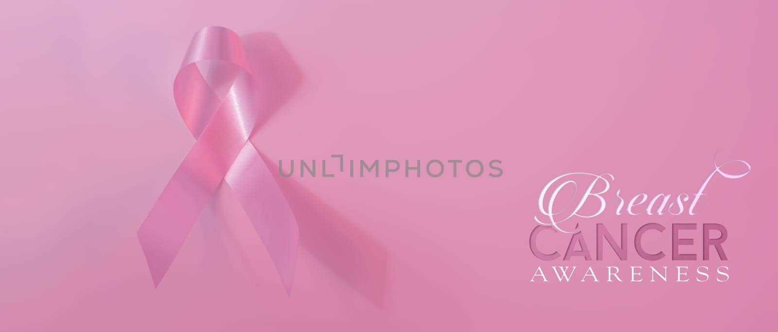 Breast cancer awareness ribbon with text over pink background. Ideal for social media cover or charity campaign.