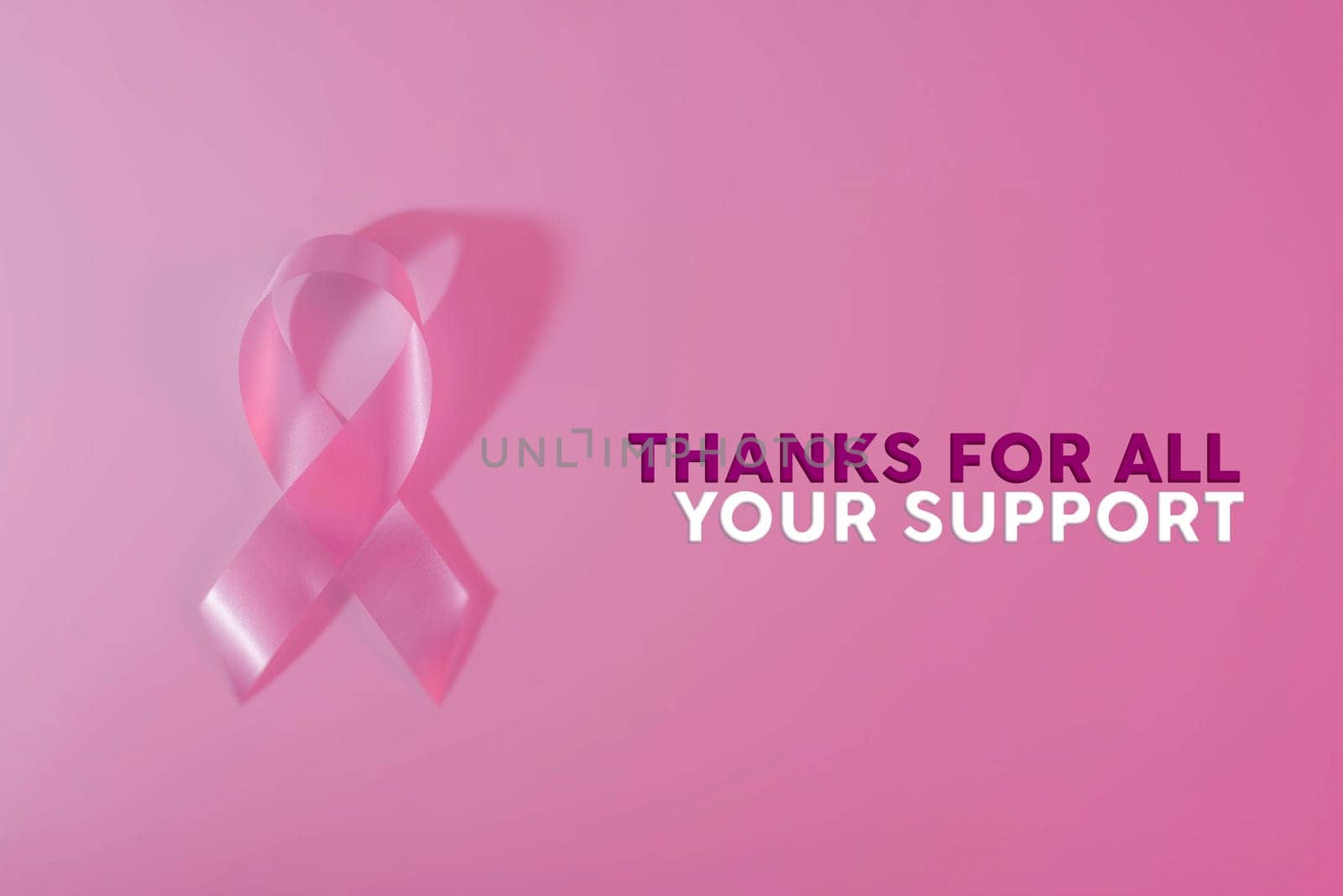 Breast cancer awareness pink ribbon background with text, includes clipping path to cut and paste on top of a design. Ideal for social media cover or charity.
