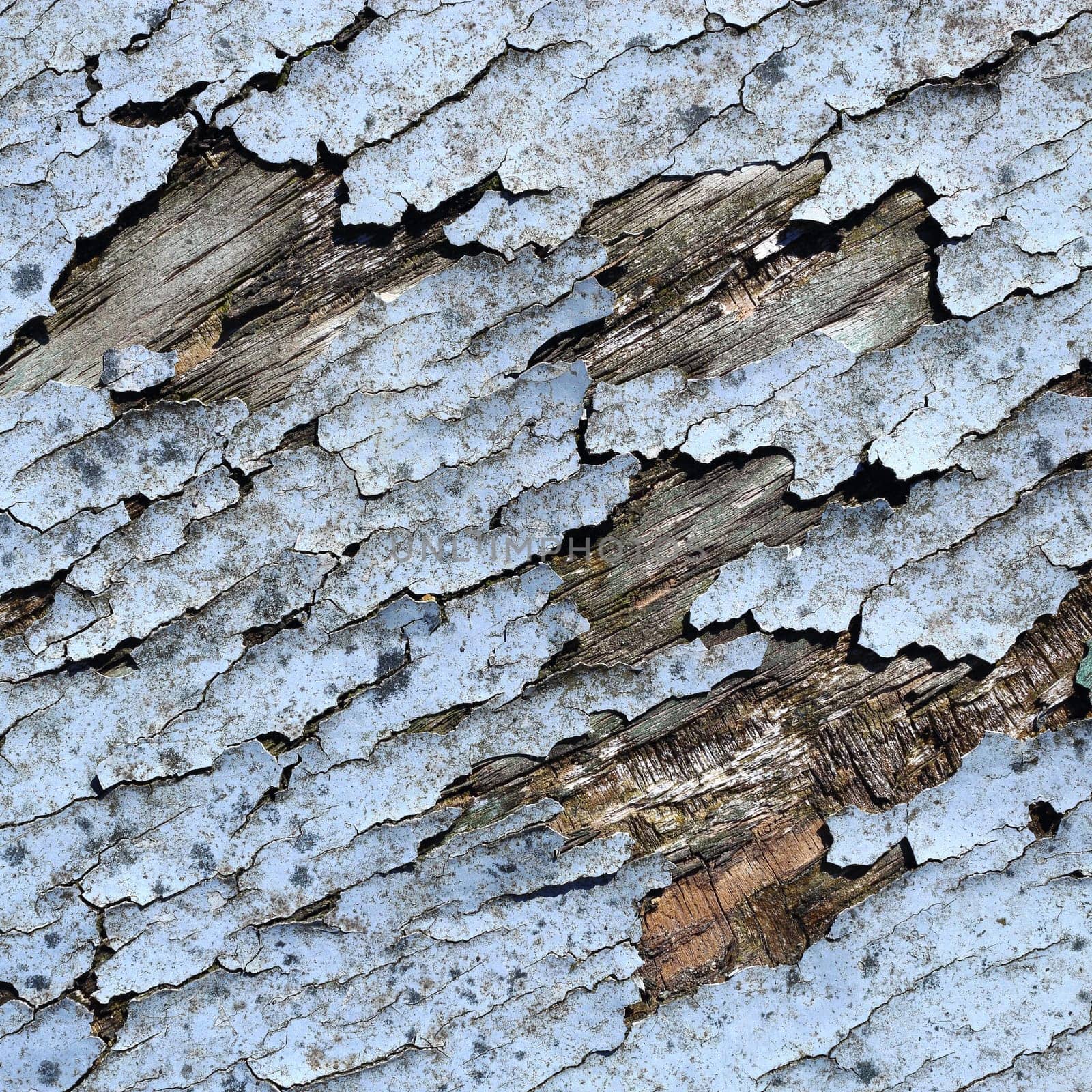 Boards of old boat with peeling paint background texture