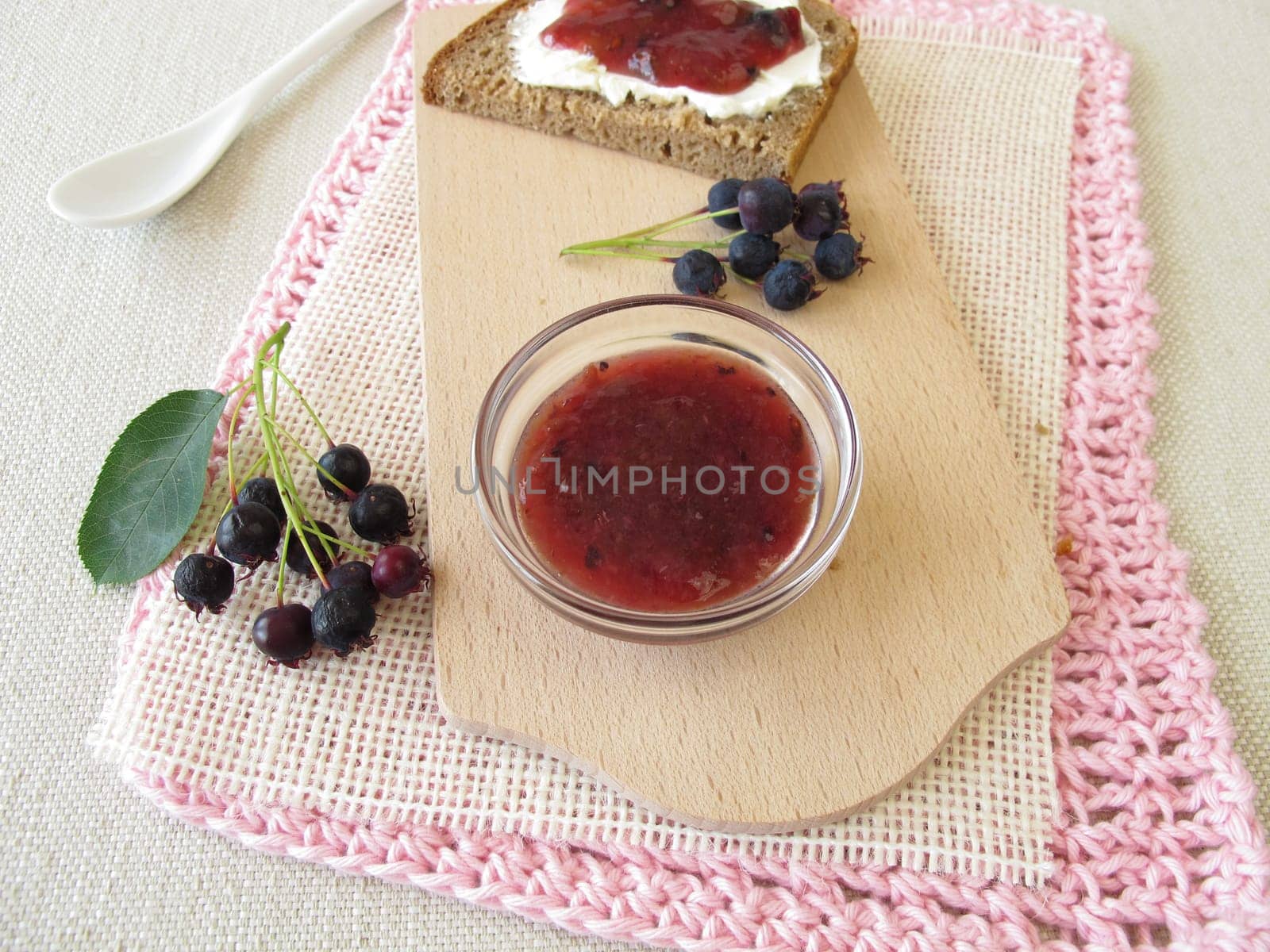 Bread with rock pear jam for breakfast