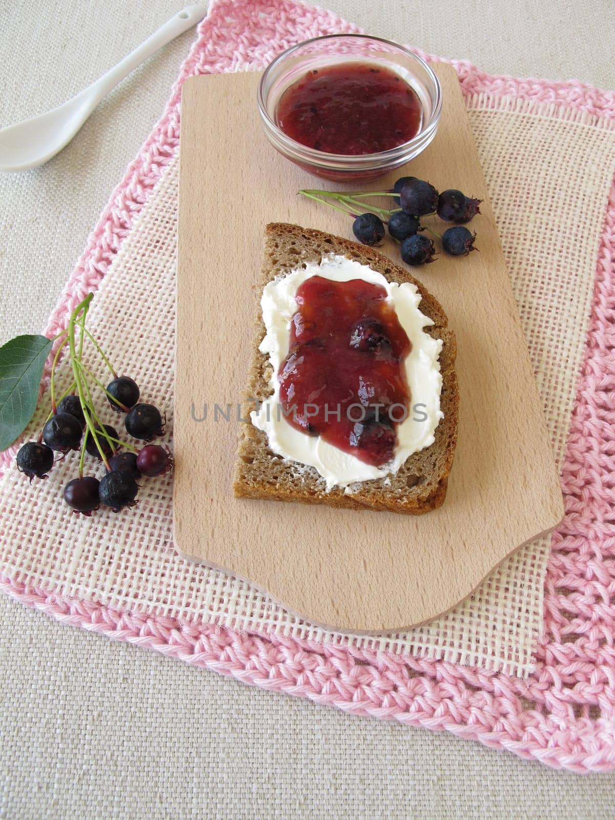 Bread with rock pear jam for breakfast