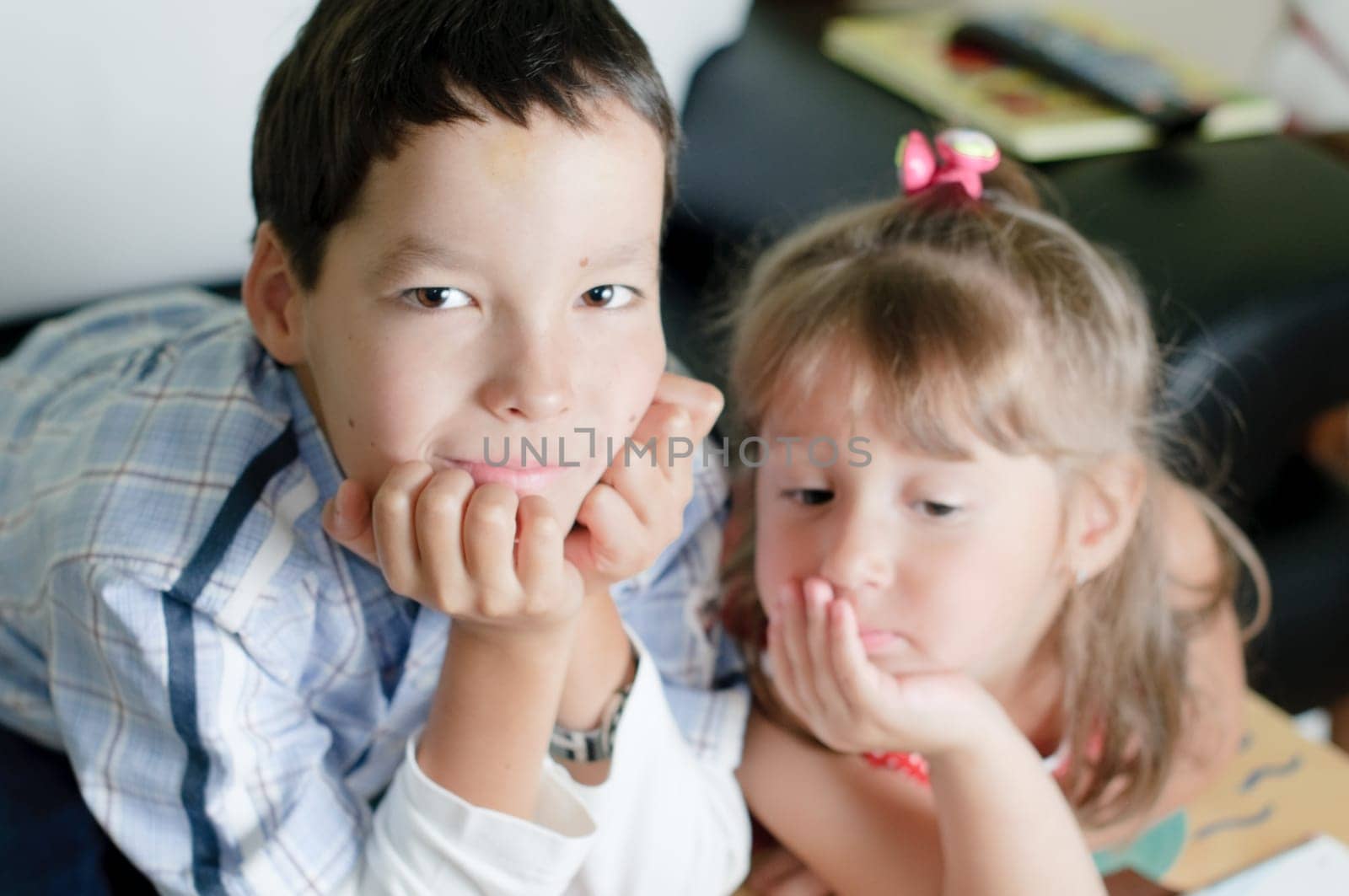 a little boy and girl, brother and sister