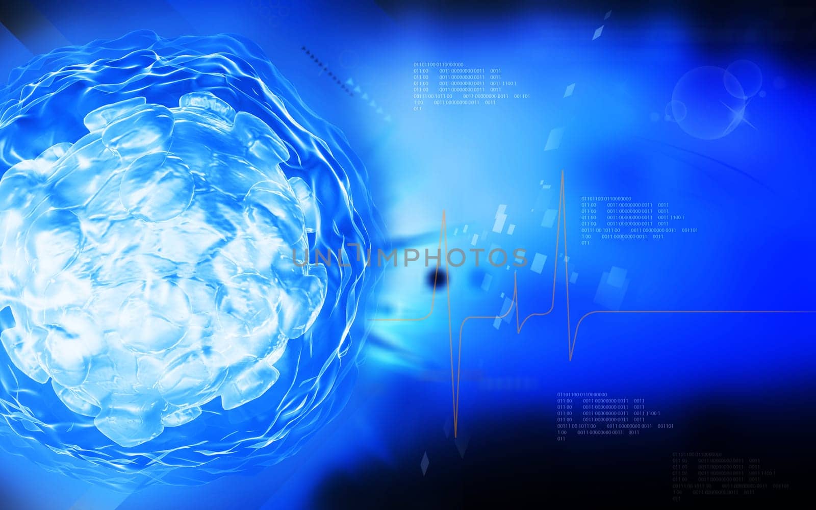 Digital illustration of polio virus in colour background