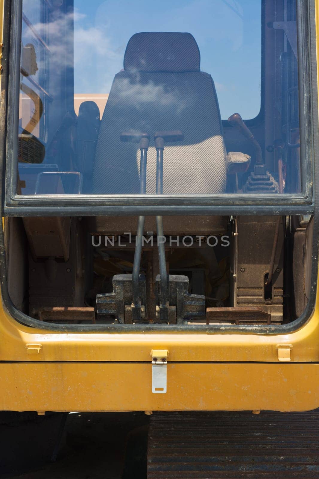 Excavator Driver's Cabin at Construction Site