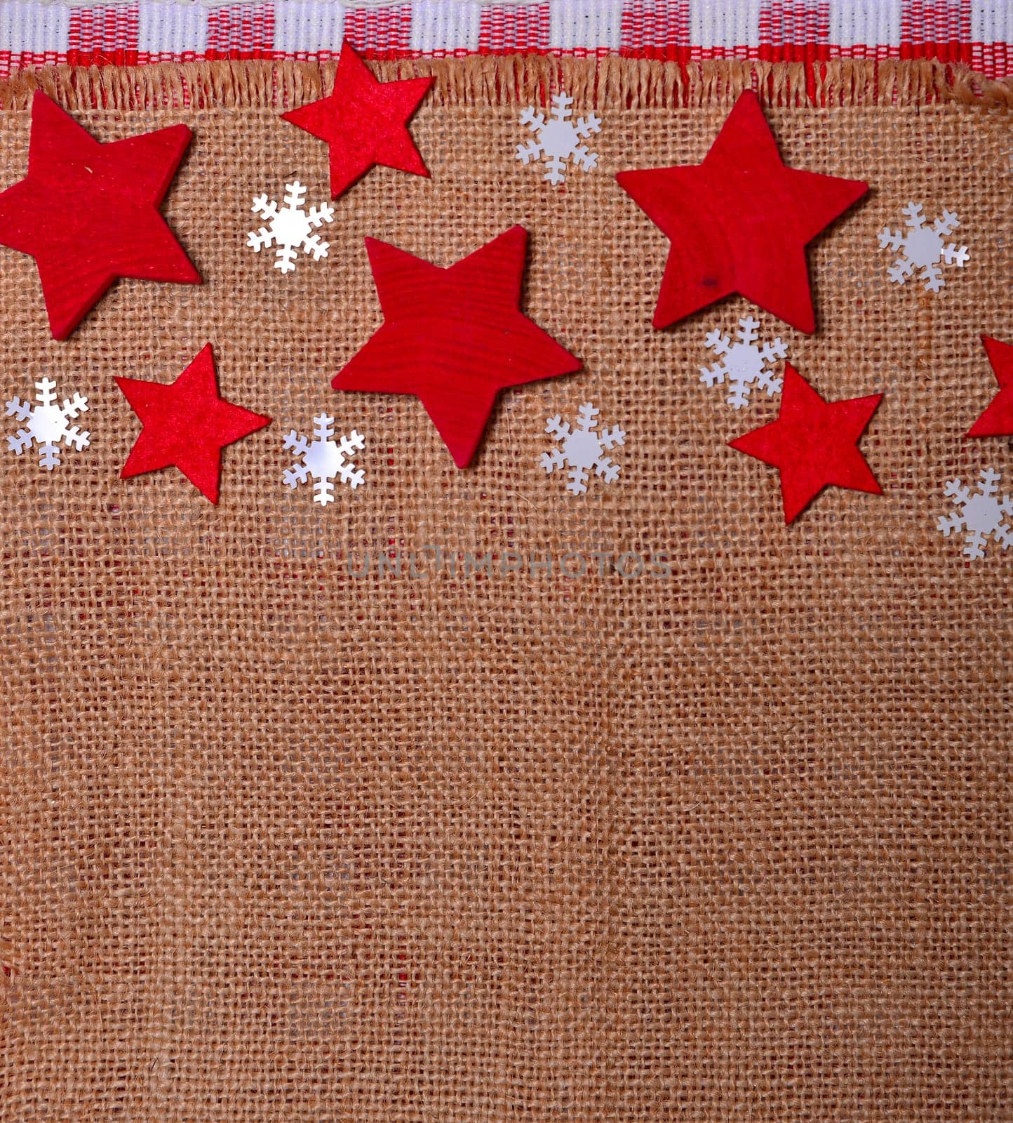 Christmas Background with Stars Fabric Linen