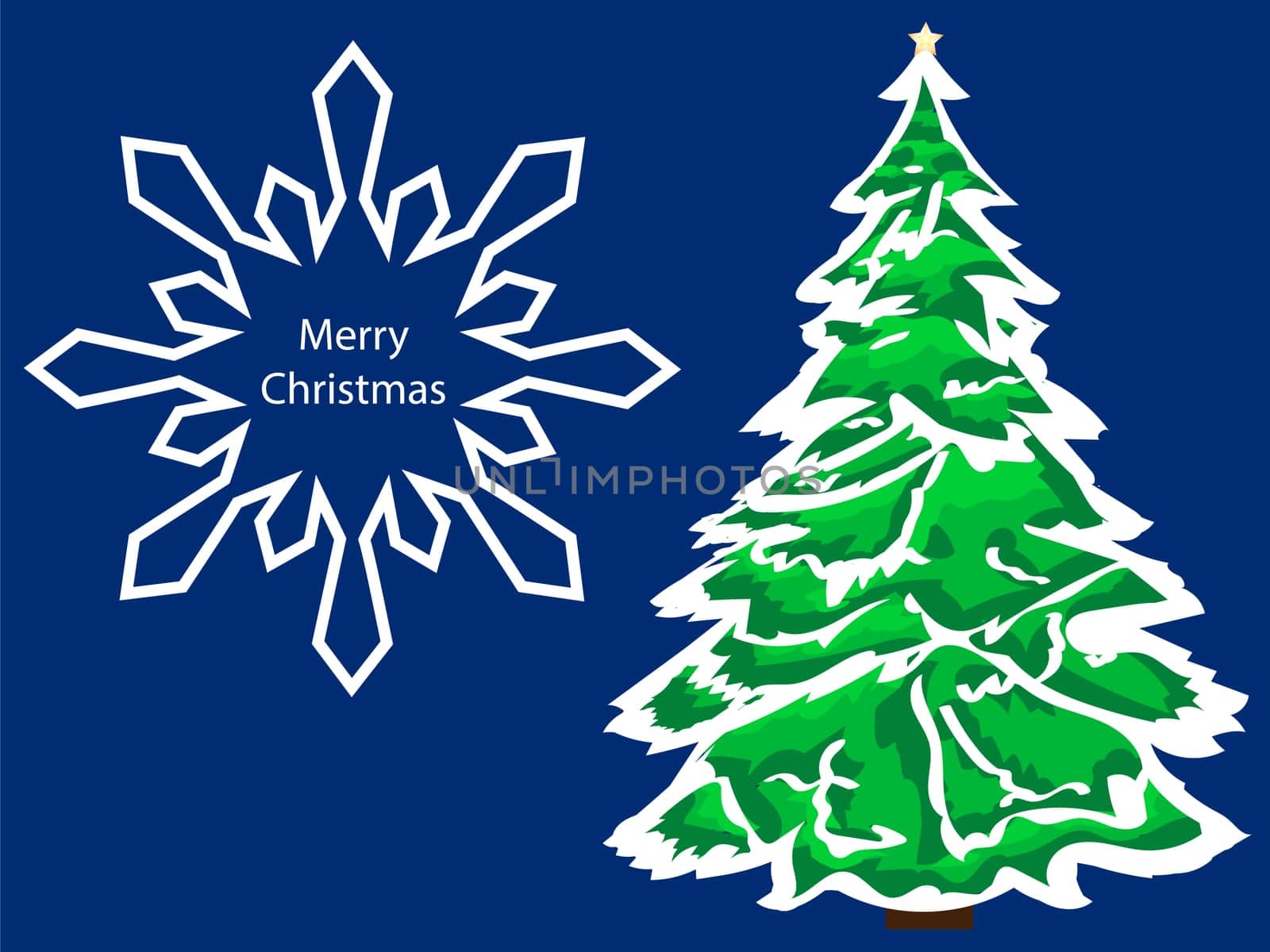 Merry Christmas snowflake green spruce holiday vector background
