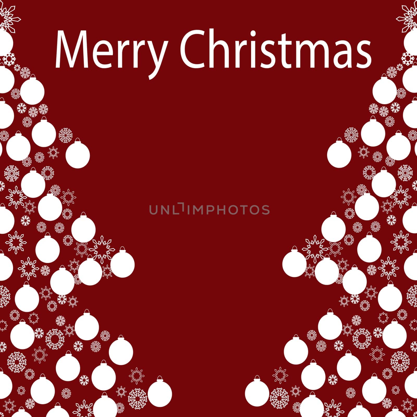 Merry Christmas balls tree garland. Holiday tree vector background red white
