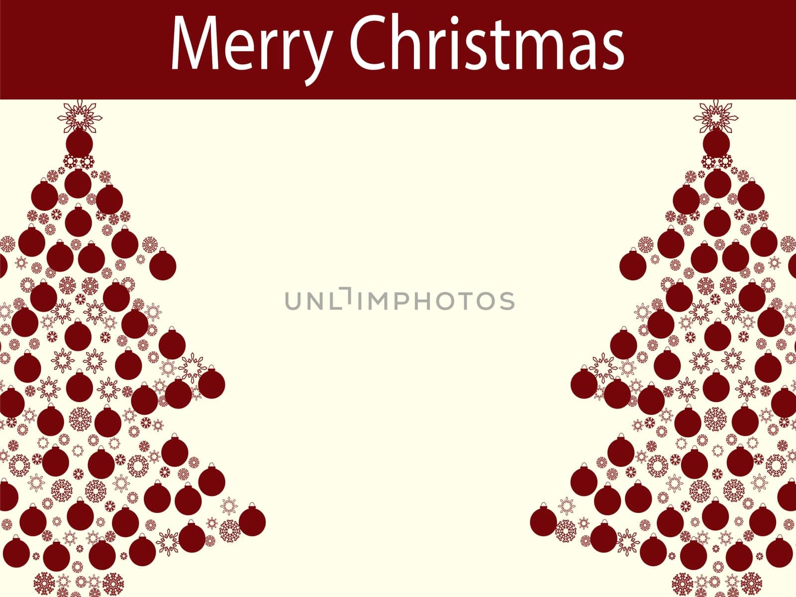 Merry Christmas balls tree garland. Holiday tree vector background red white