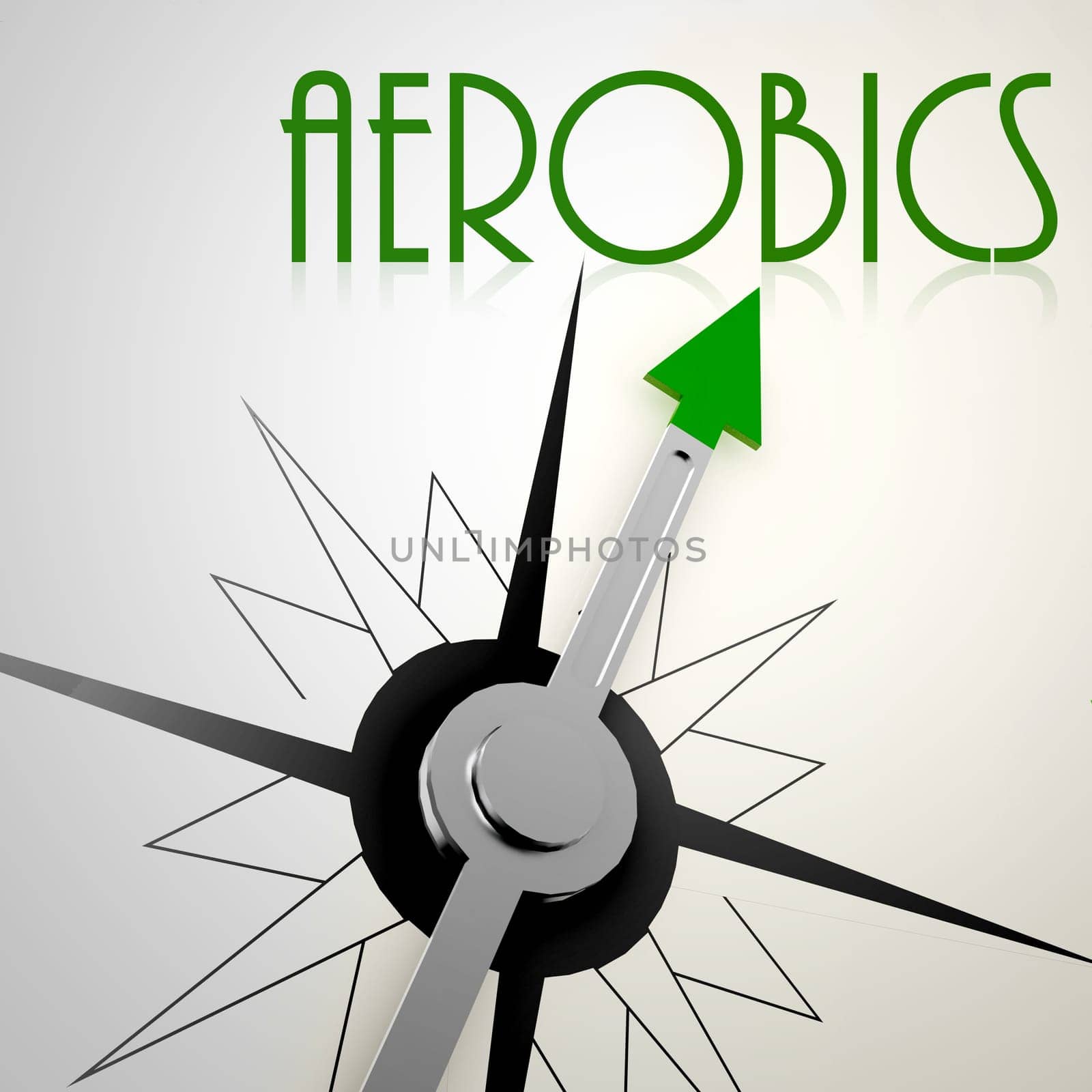 Aerobics on green compass. Concept of healthy lifestyle