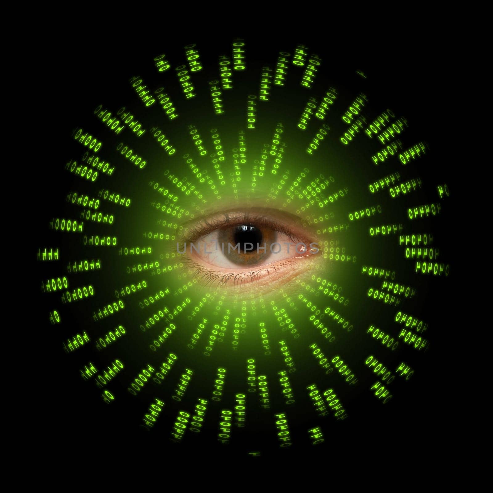 An eye observes the data transmission in a computer system.