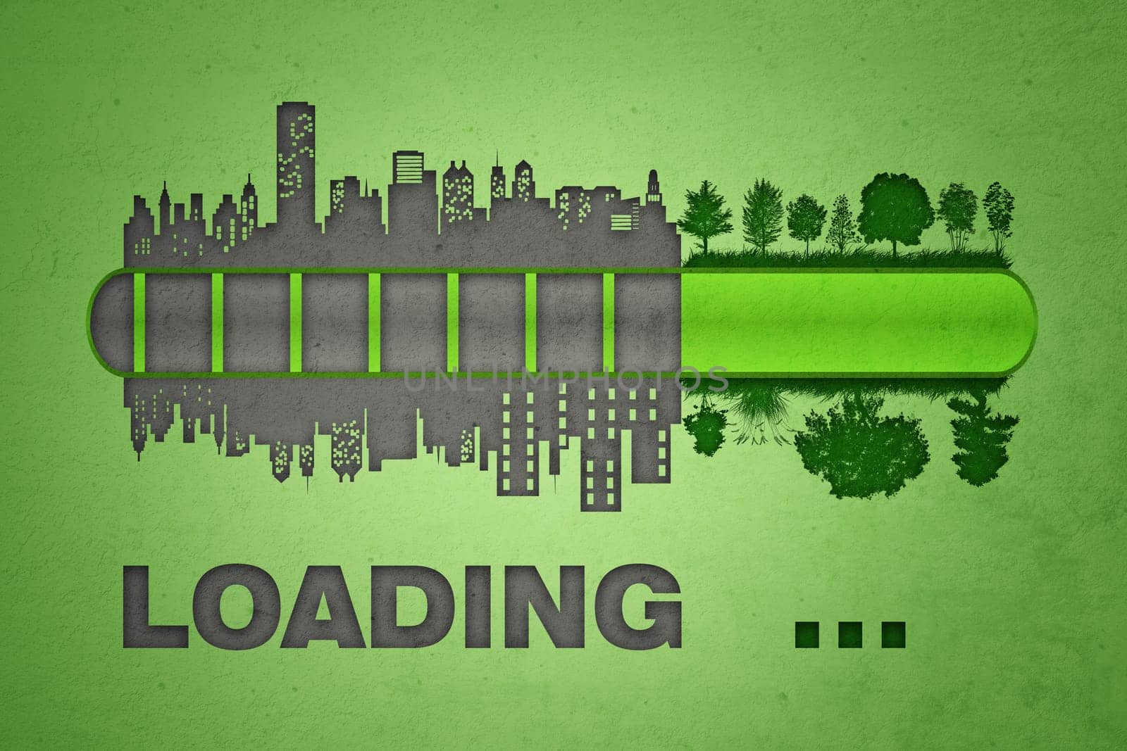 Loading bar. Urbanization and pollution concept.
