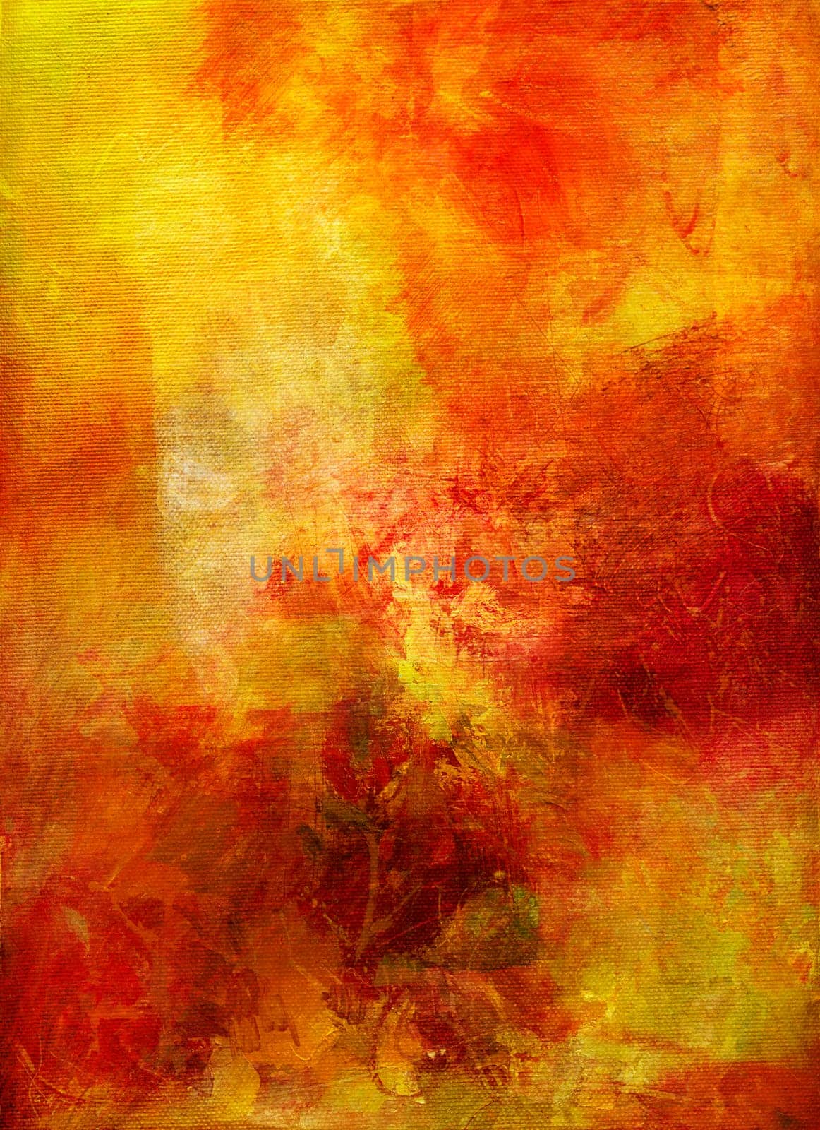 hand-painted oil paint layers on canvas with line texture