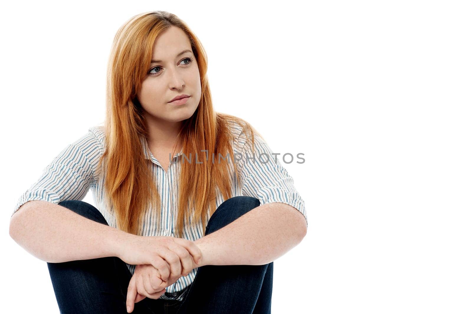 Pretty lady lost in her own world