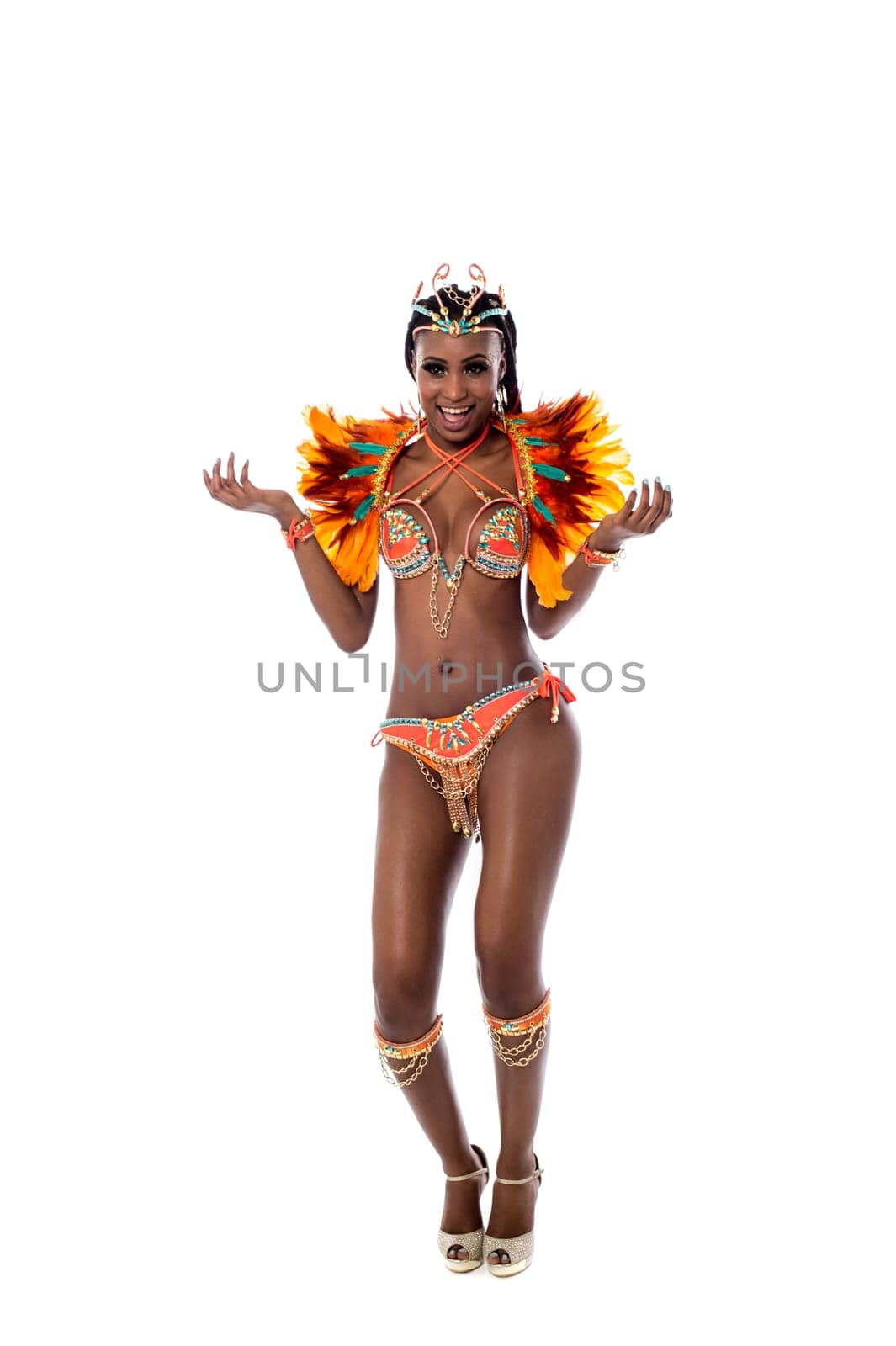 Full length shot of female samba dancer