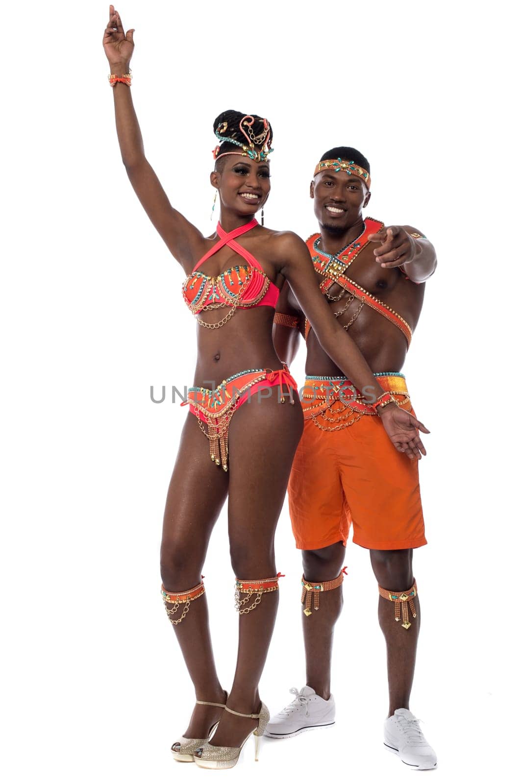 Full length portait of samba dancers