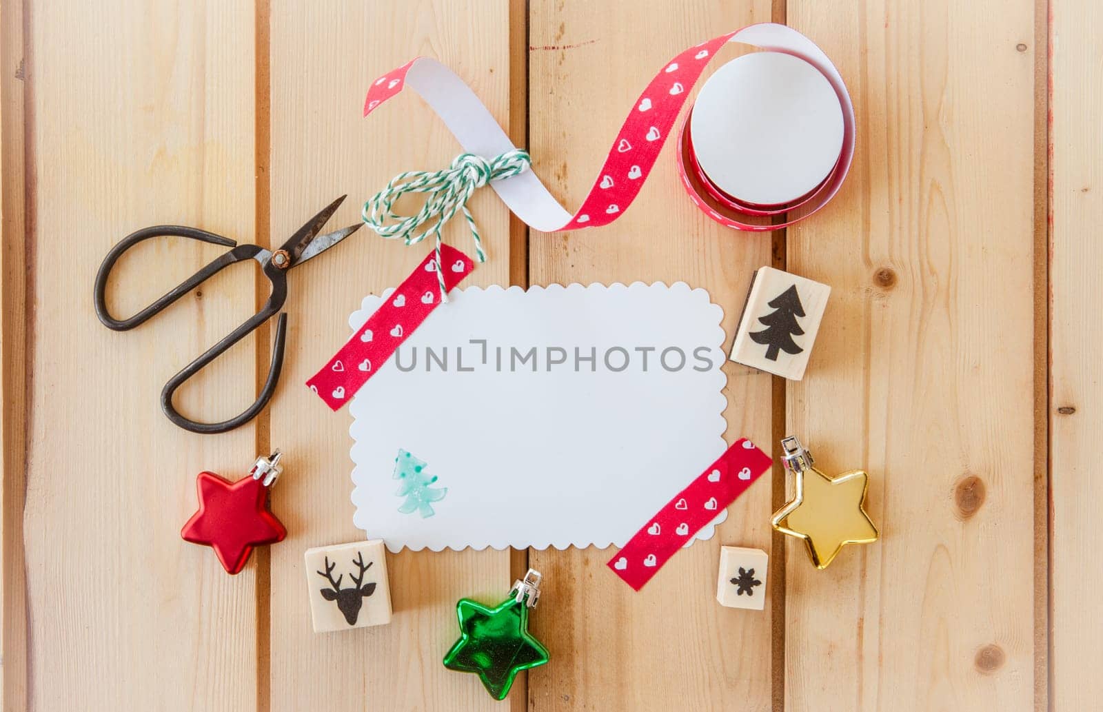 Greeting card for Christmas tinkering with colorful tape