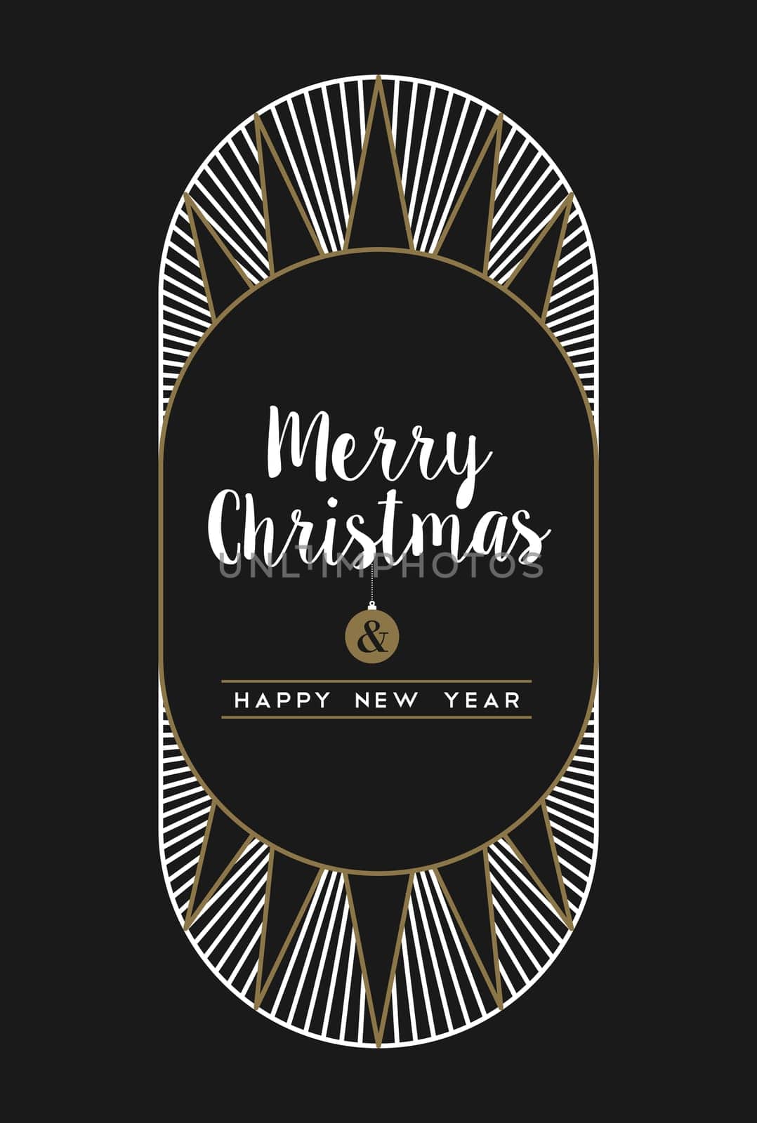 Merry christmas happy new year art deco style frame design. Ideal for xmas greeting card or holiday party invitation. EPS10 vector.