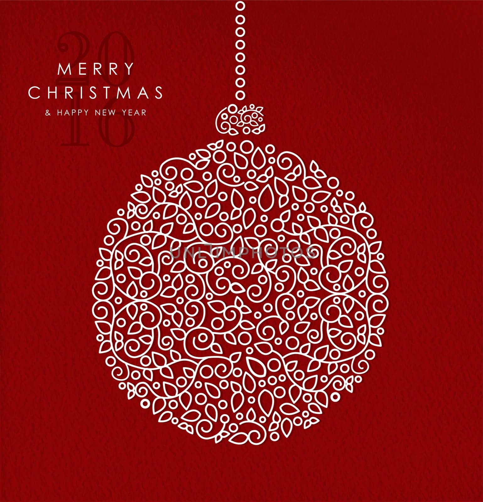 Merry christmas and happy new year art deco bauble decoration made in outline monogram style with simple xmas ornaments. Ideal for holiday card, poster, or party invitation. EPS10 vector.