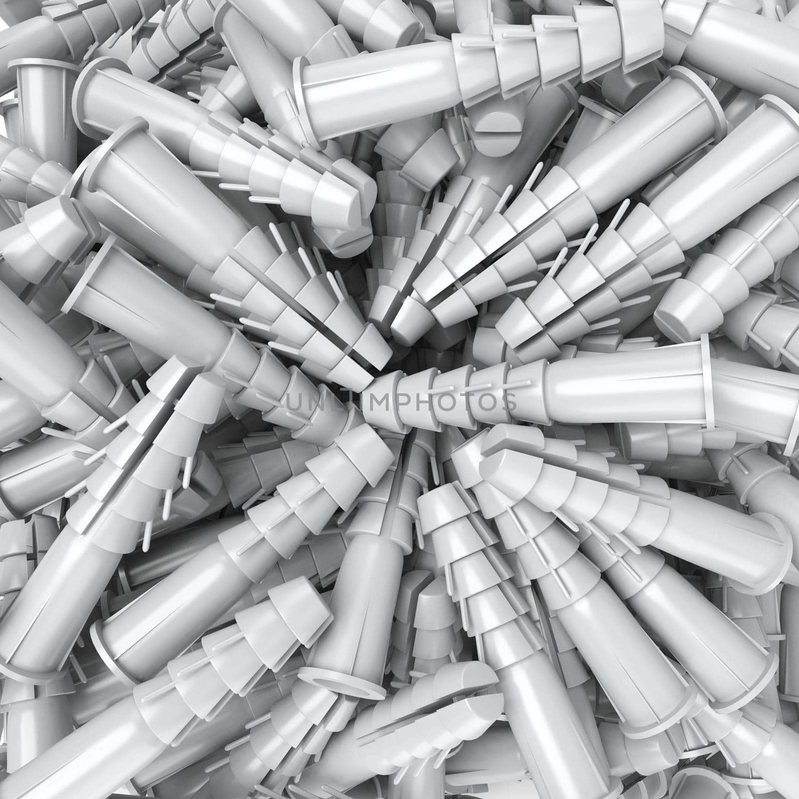 3D rendering of a heap of dowels