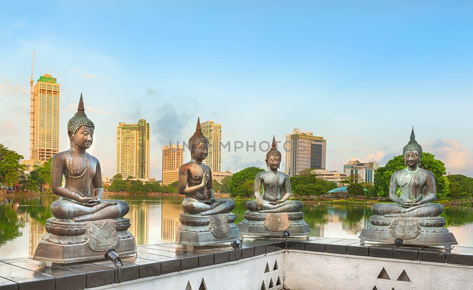 Seema Malaka temple on Beira Lake. Colombo, Sri Lanka. Panorama