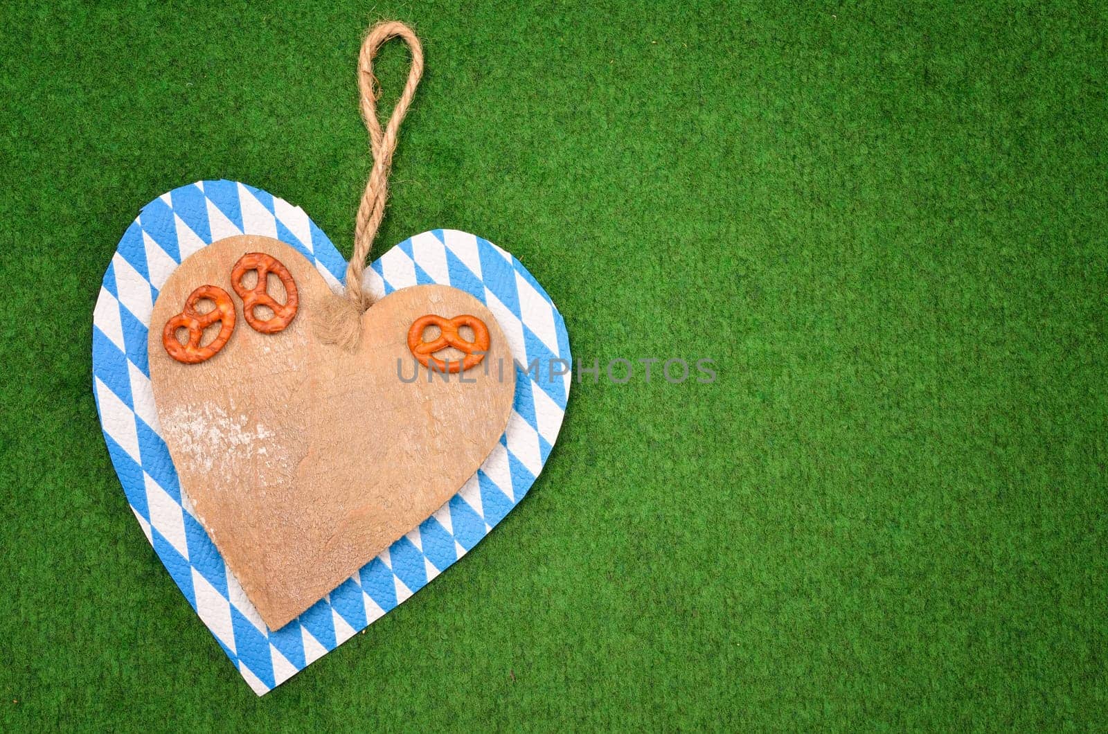 Oktoberfest background with heart shape and Bavarian flag