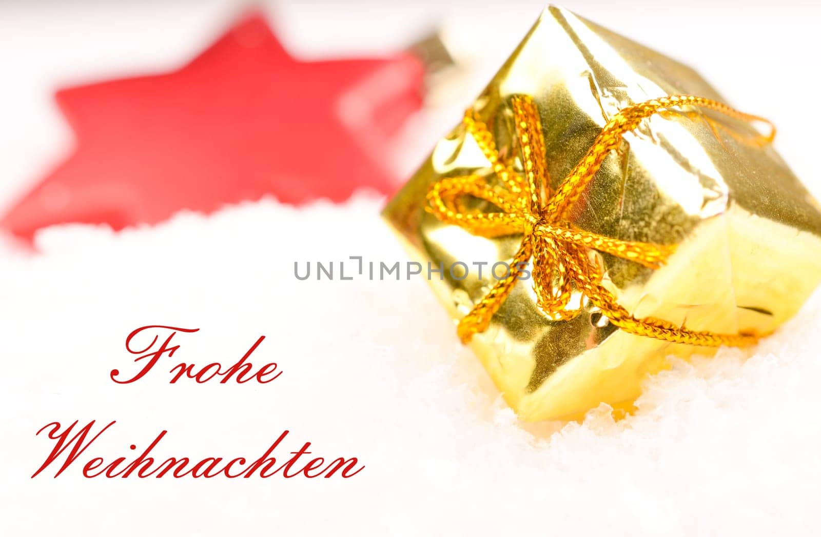 Christmas presents in snow with space for text or image