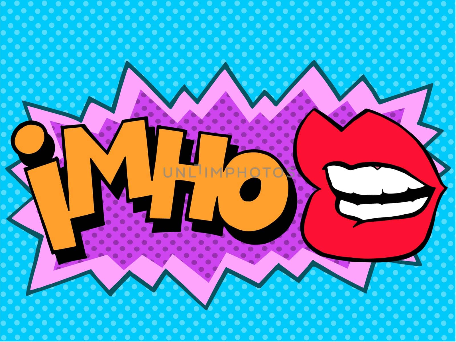 IMHO comic book style lettering pop art retro